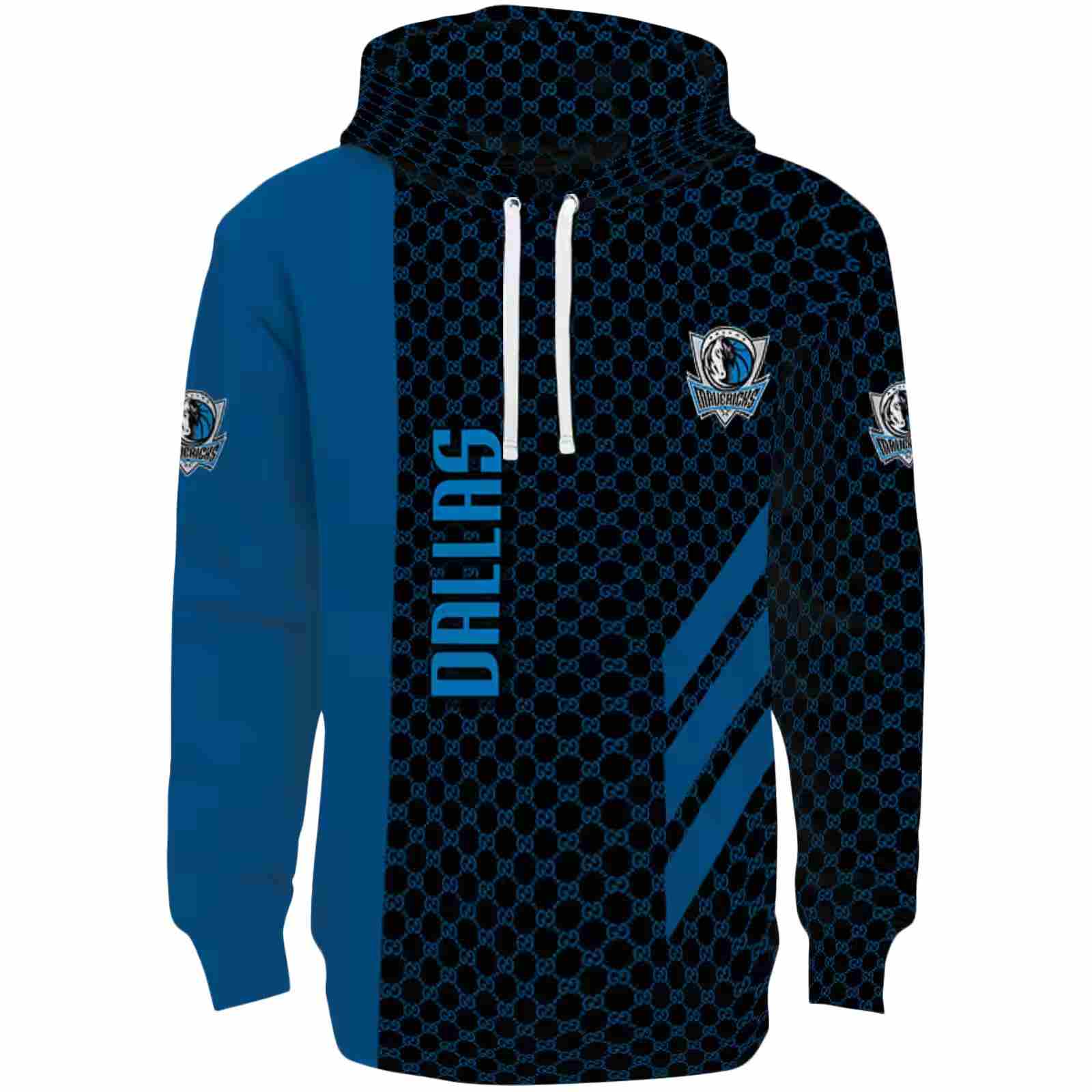 Dallas Mavericks Monogram Pattern Blue Hoodie