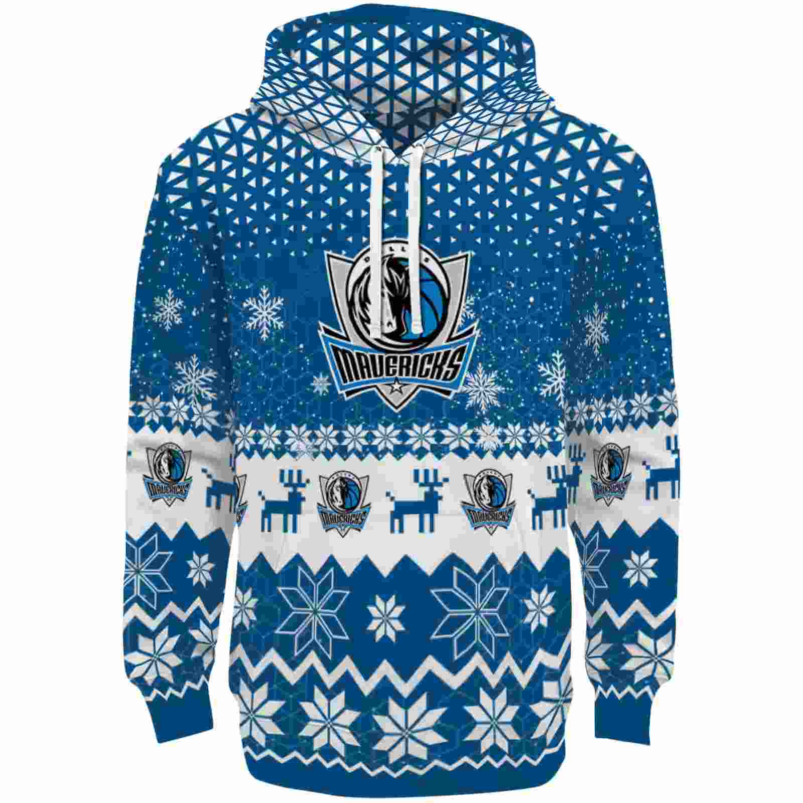 Dallas Mavericks Reindeer Motif Blue Hoodie