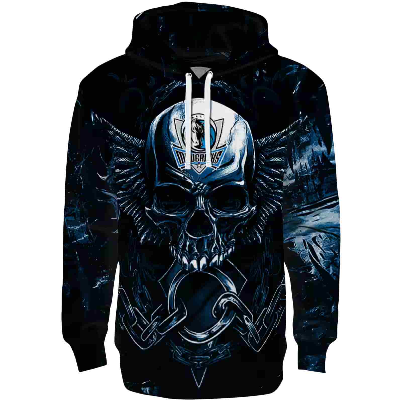 Dallas Mavericks Skull Artwork Blue Black Hoodie