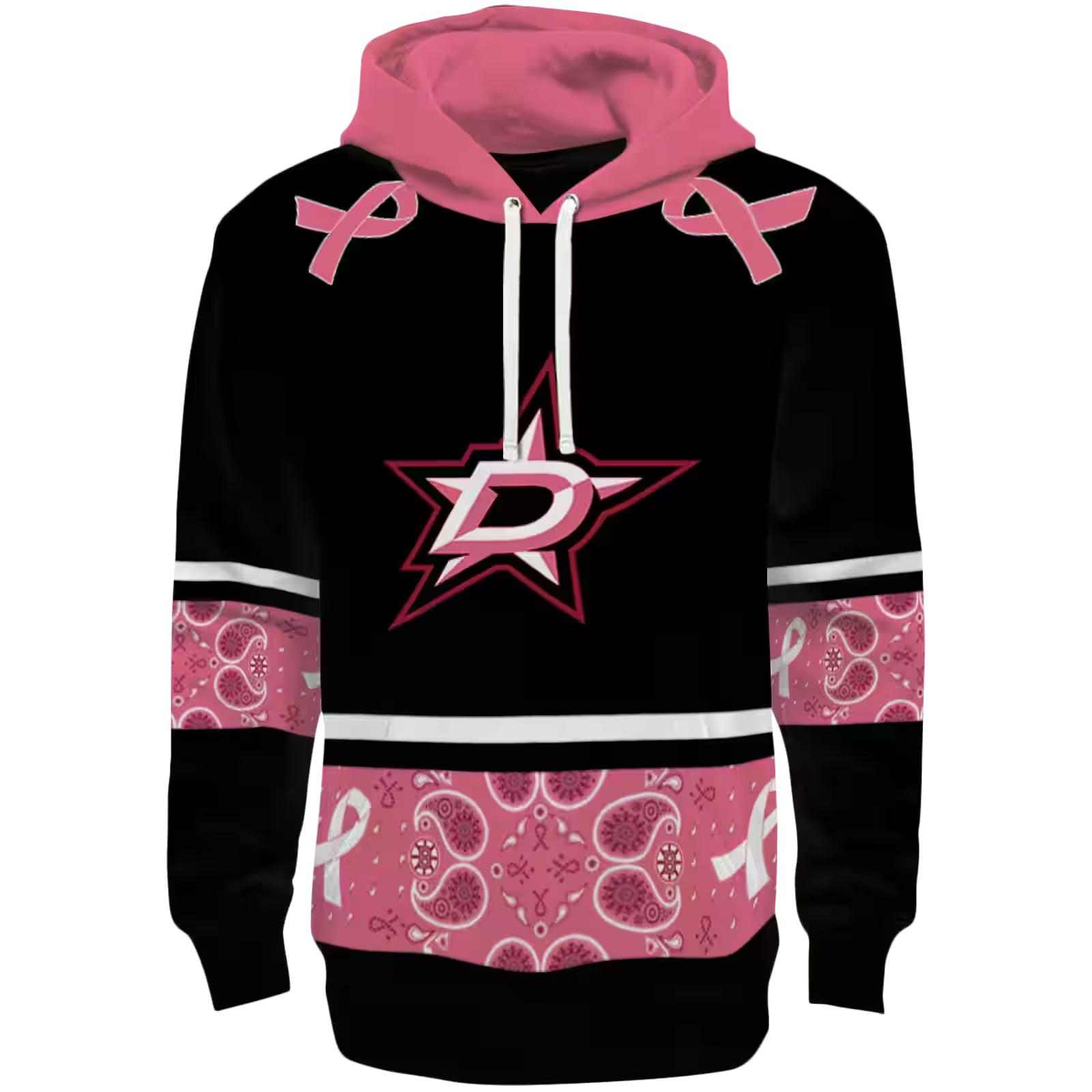 Dallas Stars Awareness Ribbon Black Pink Hoodie