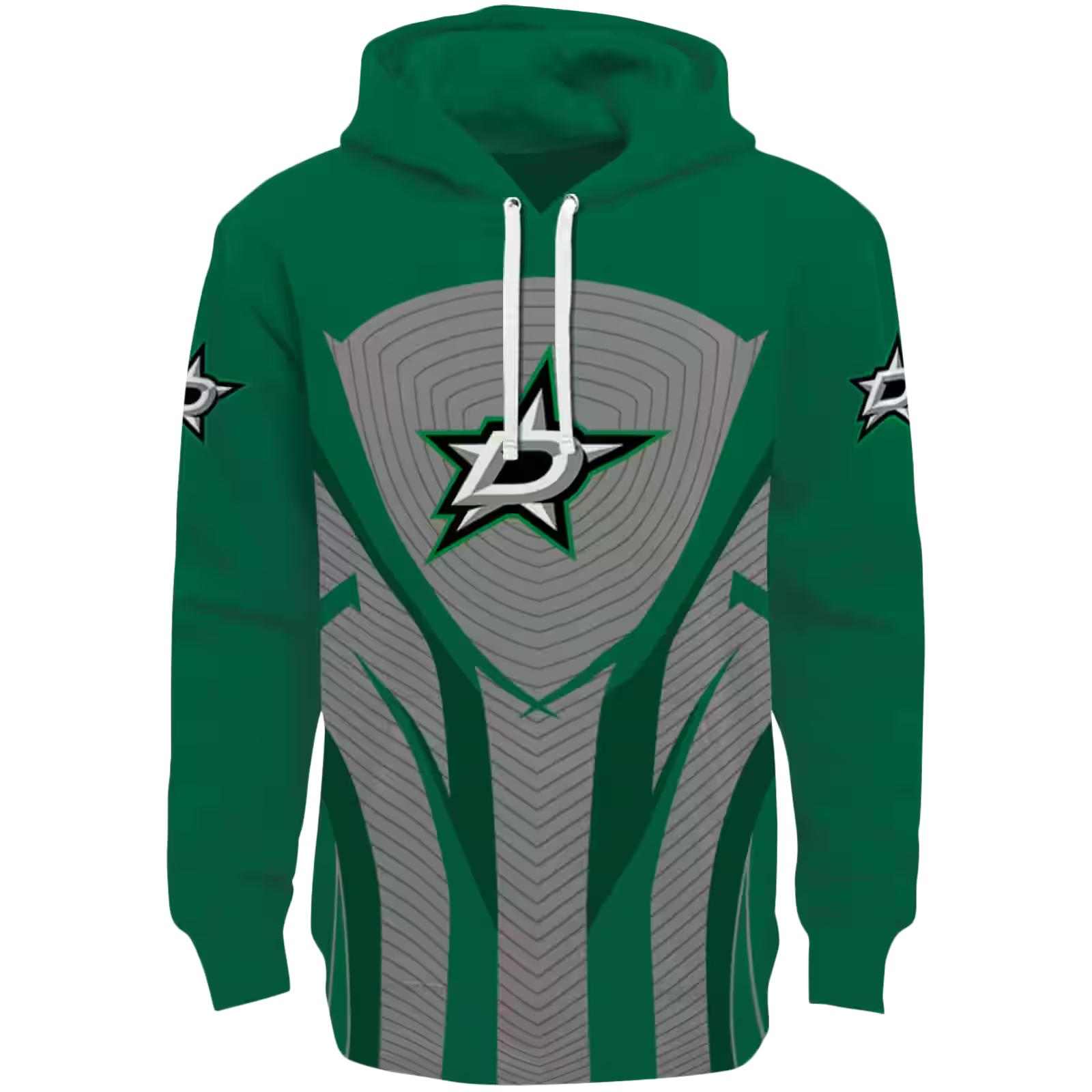 Dallas Stars Concentric Lines Green Black Hoodie