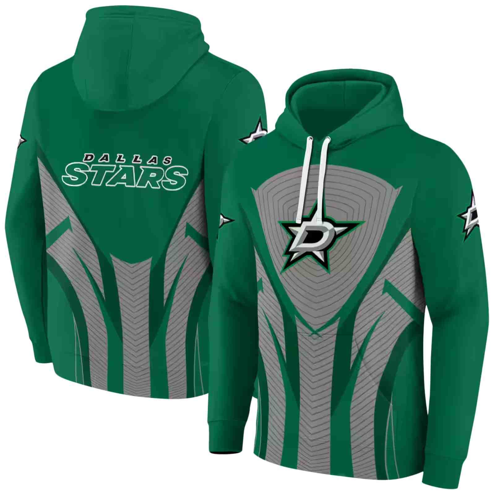 dallas stars concentric lines green black hoodie fashion forward