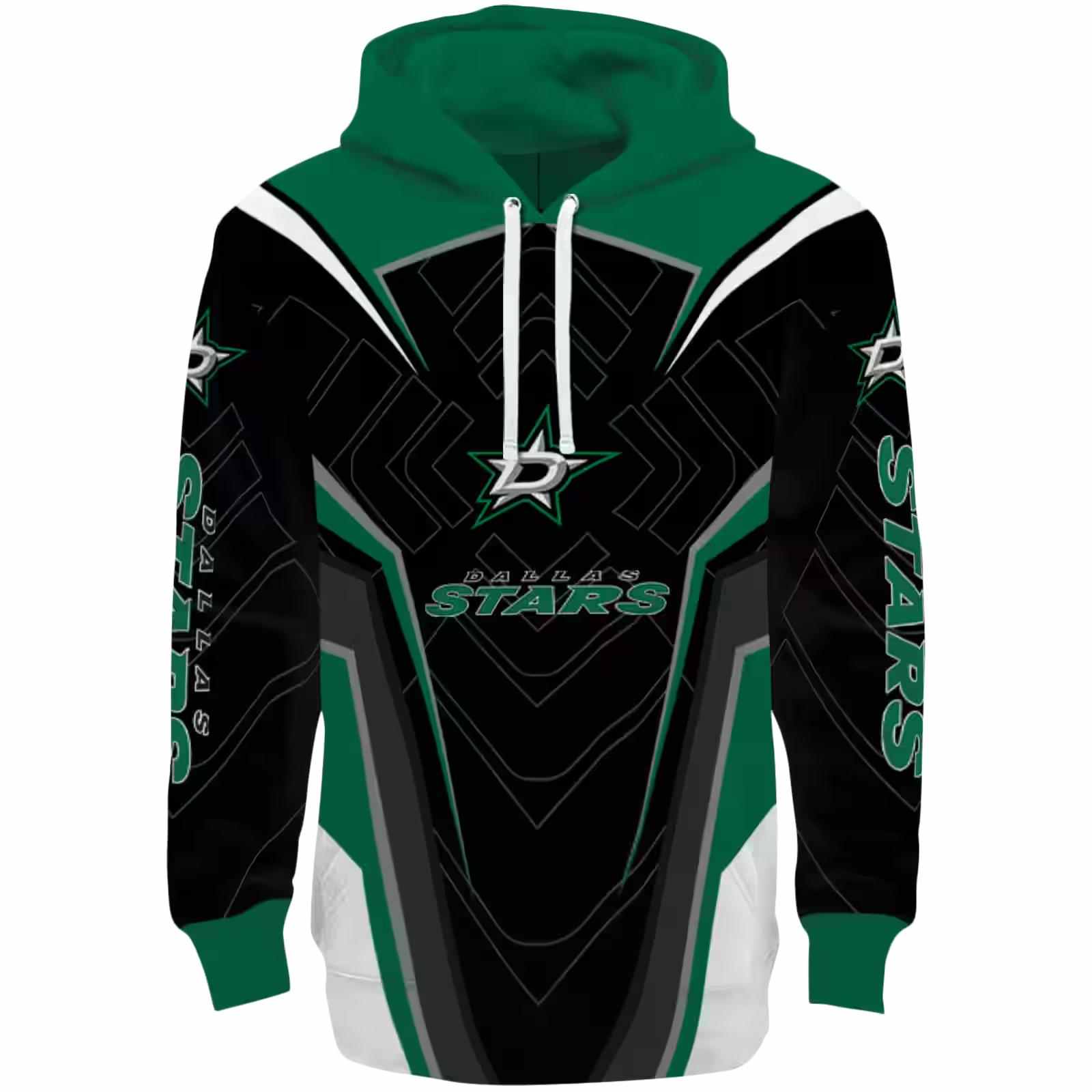 Dallas Stars Futuristic Pattern Green Black Hoodie