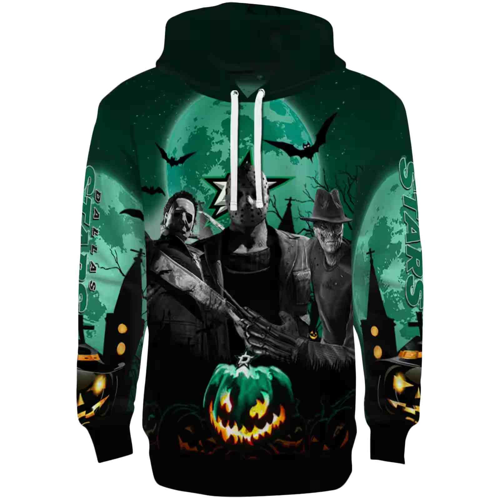 Dallas Stars Halloween Vibes Green Black Hoodie