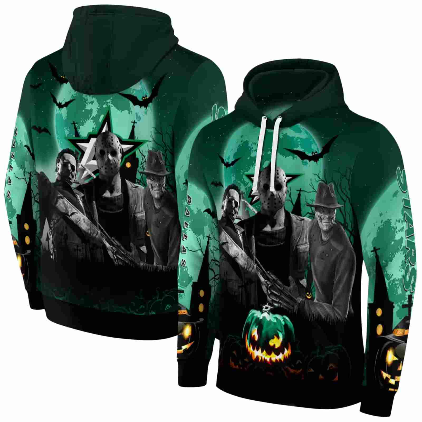 dallas stars halloween vibes green black hoodie fashion forward