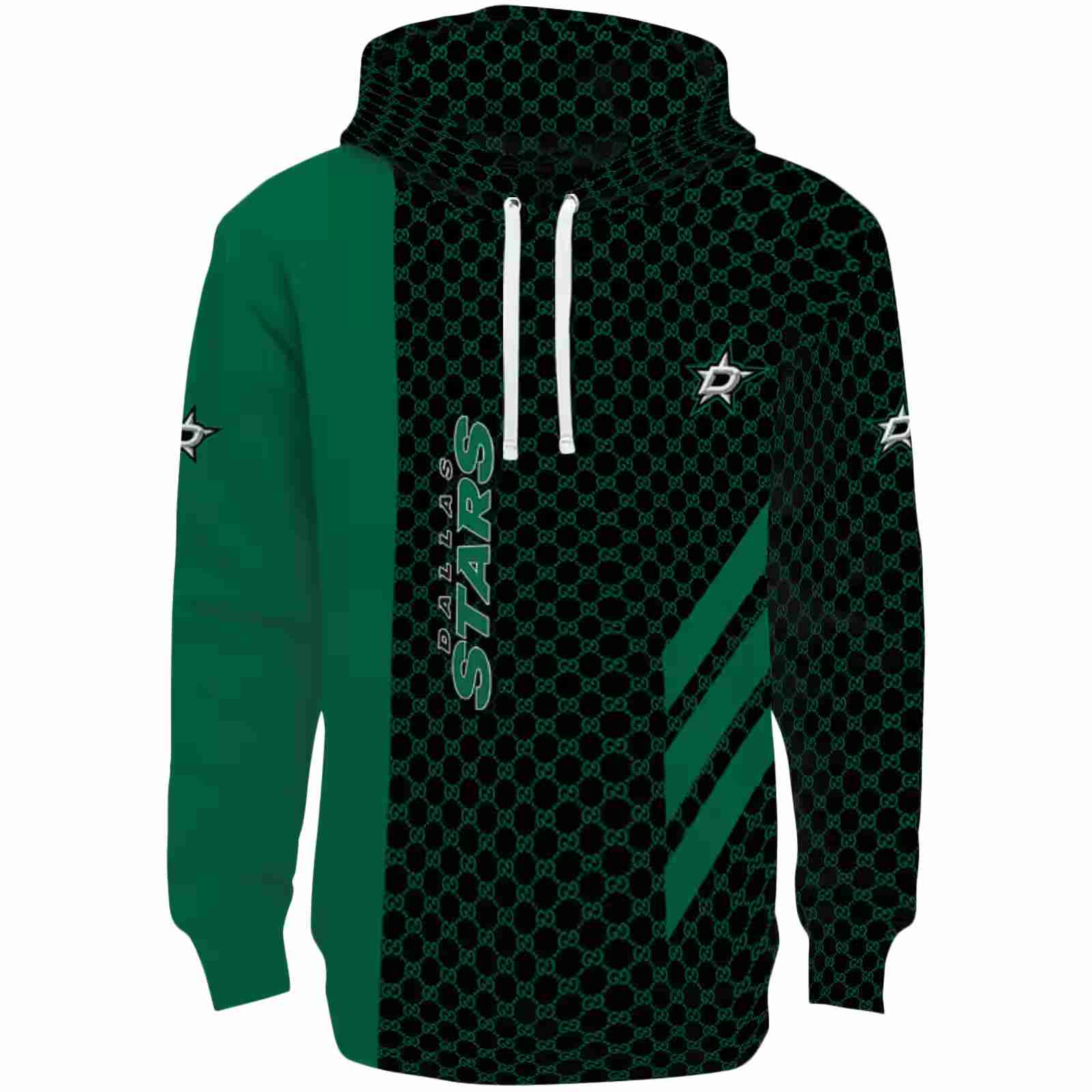 Dallas Stars Monogram Pattern Green Hoodie