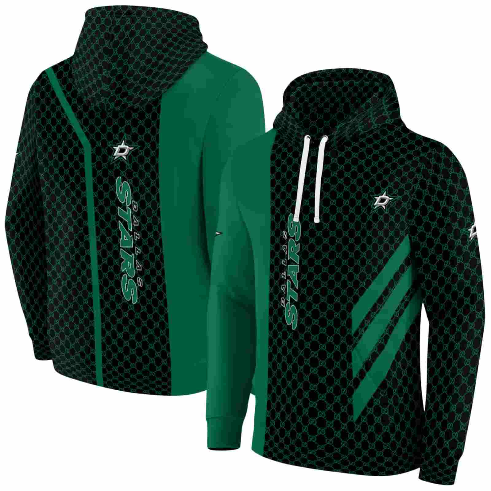 dallas stars monogram pattern green hoodie fashion forward