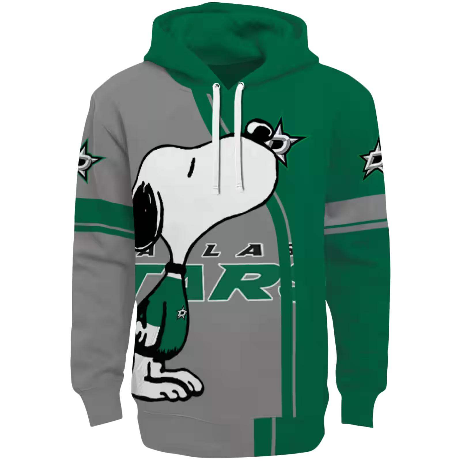 Dallas Stars Playful Snoopy Green Hoodie