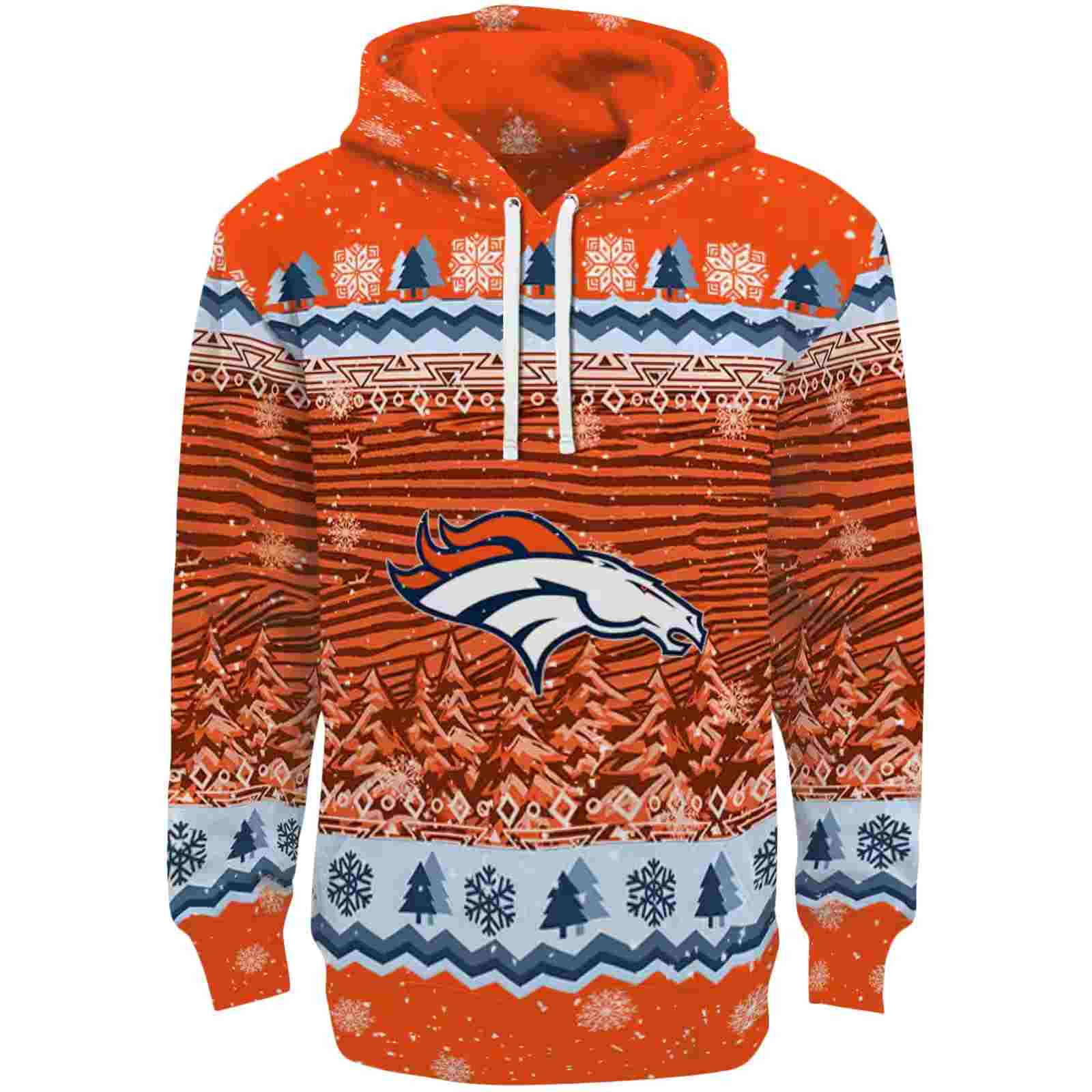 Denver Broncos Christmas Trees Orange Hoodie