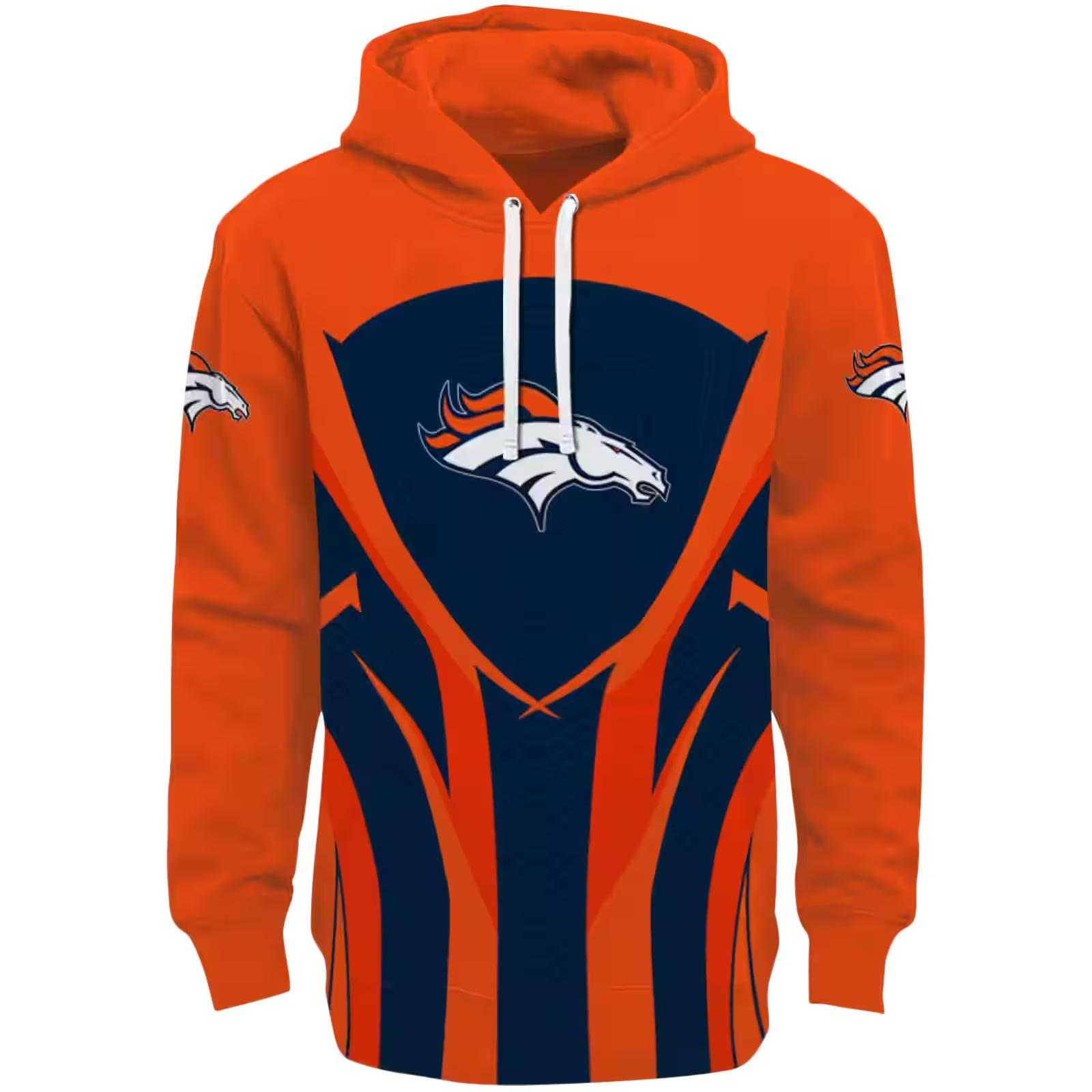 Denver Broncos Concentric Lines Orange Black Hoodie