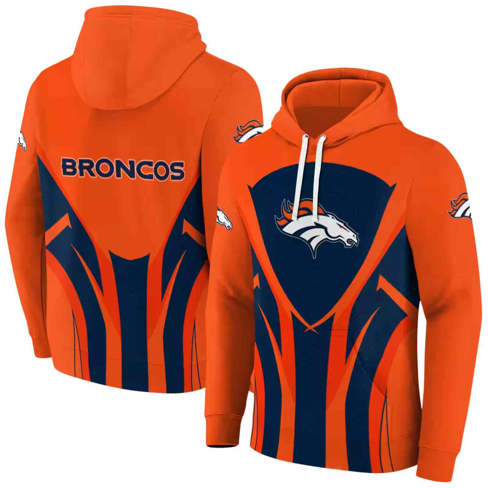 denver broncos concentric lines orange black hoodie fashion forward