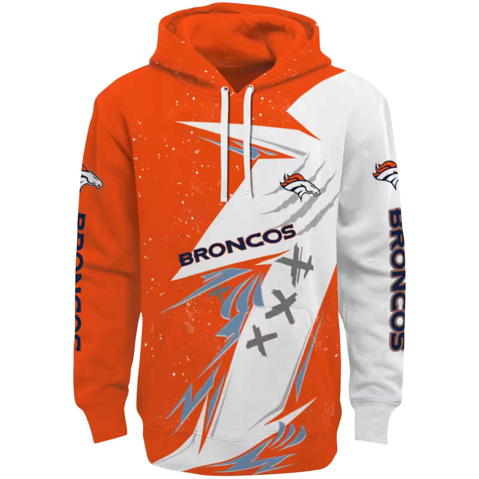 Denver Broncos Dynamic Slash Orange White Hoodie