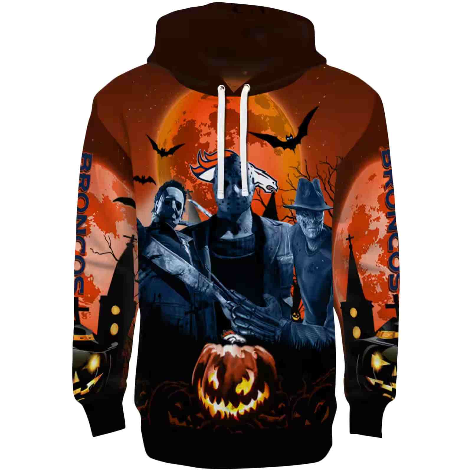 Denver Broncos Halloween Vibes Orange Black Hoodie