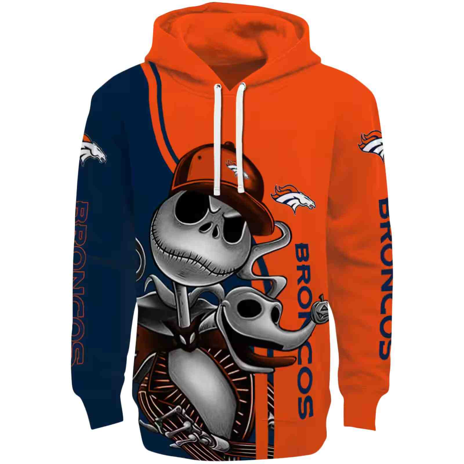 Denver Broncos Jack Skellington Orange Hoodie