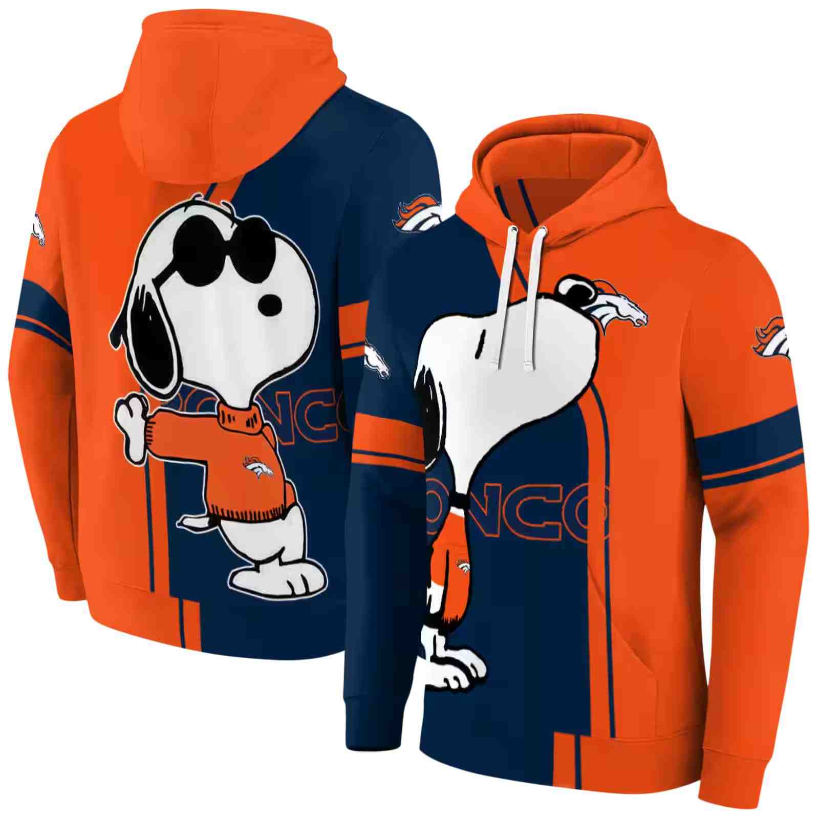 denver broncos playful snoopy orange hoodie fashion forward