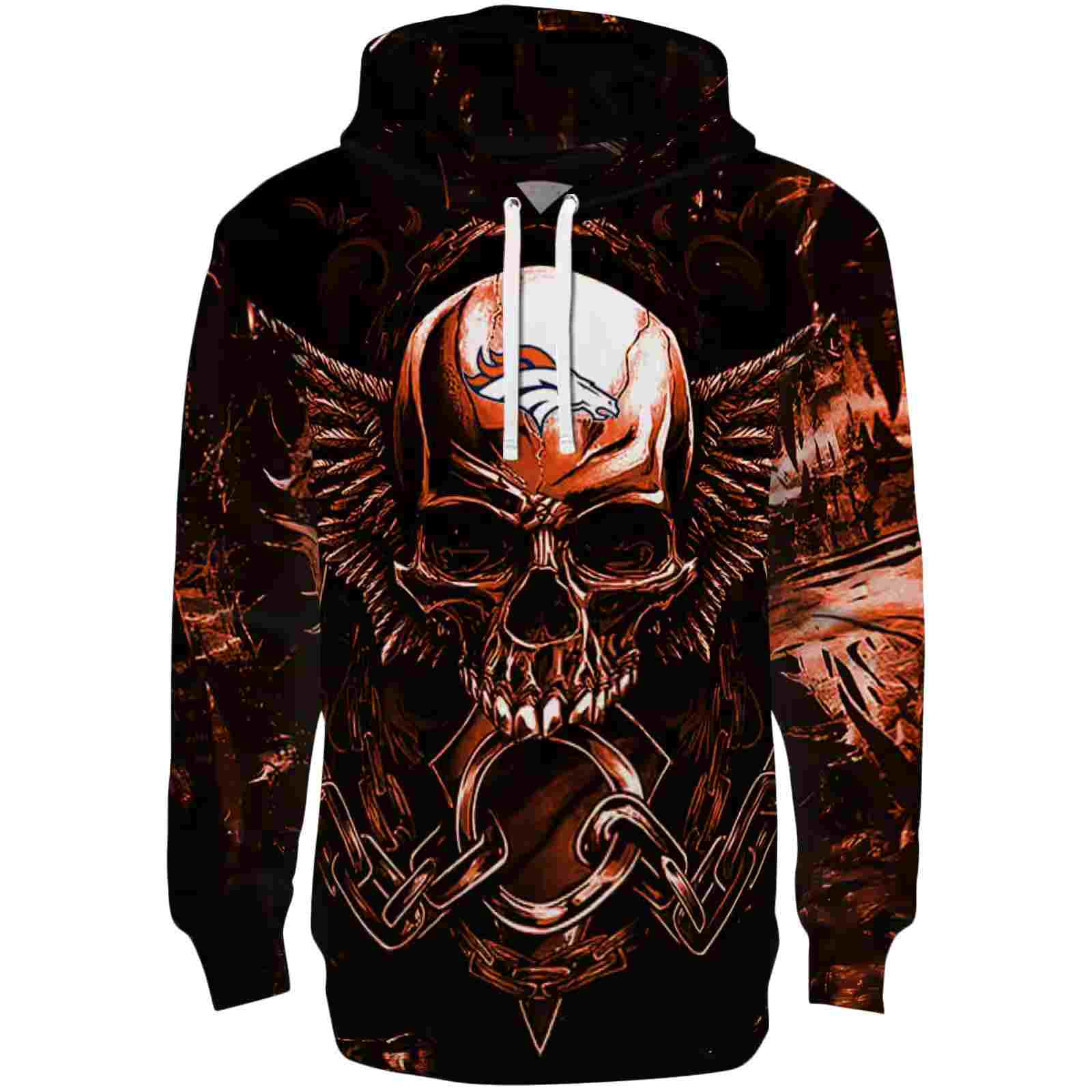 Denver Broncos Skull Artwork Orange Black Hoodie