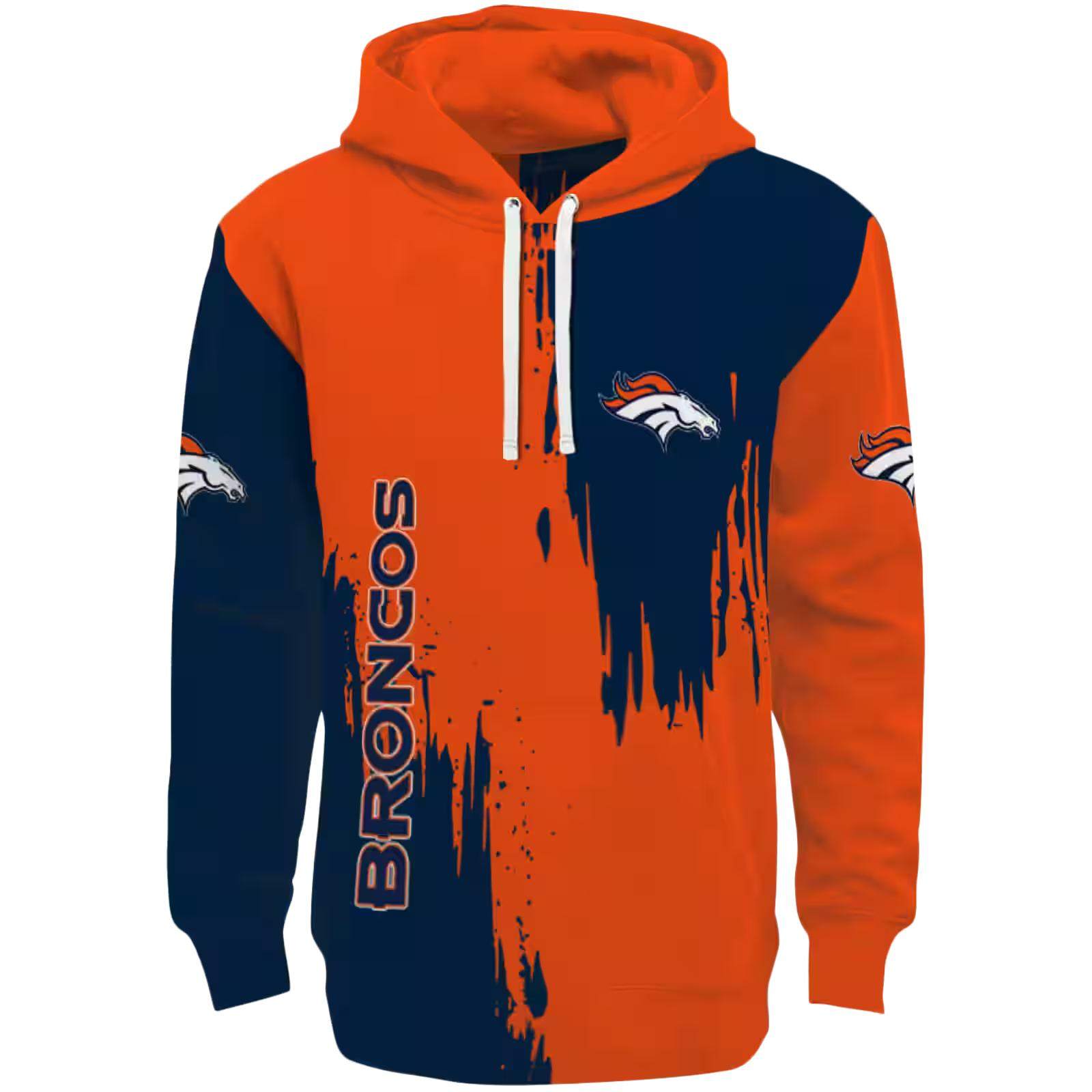 Denver Broncos Splatter Effect Orange Hoodie