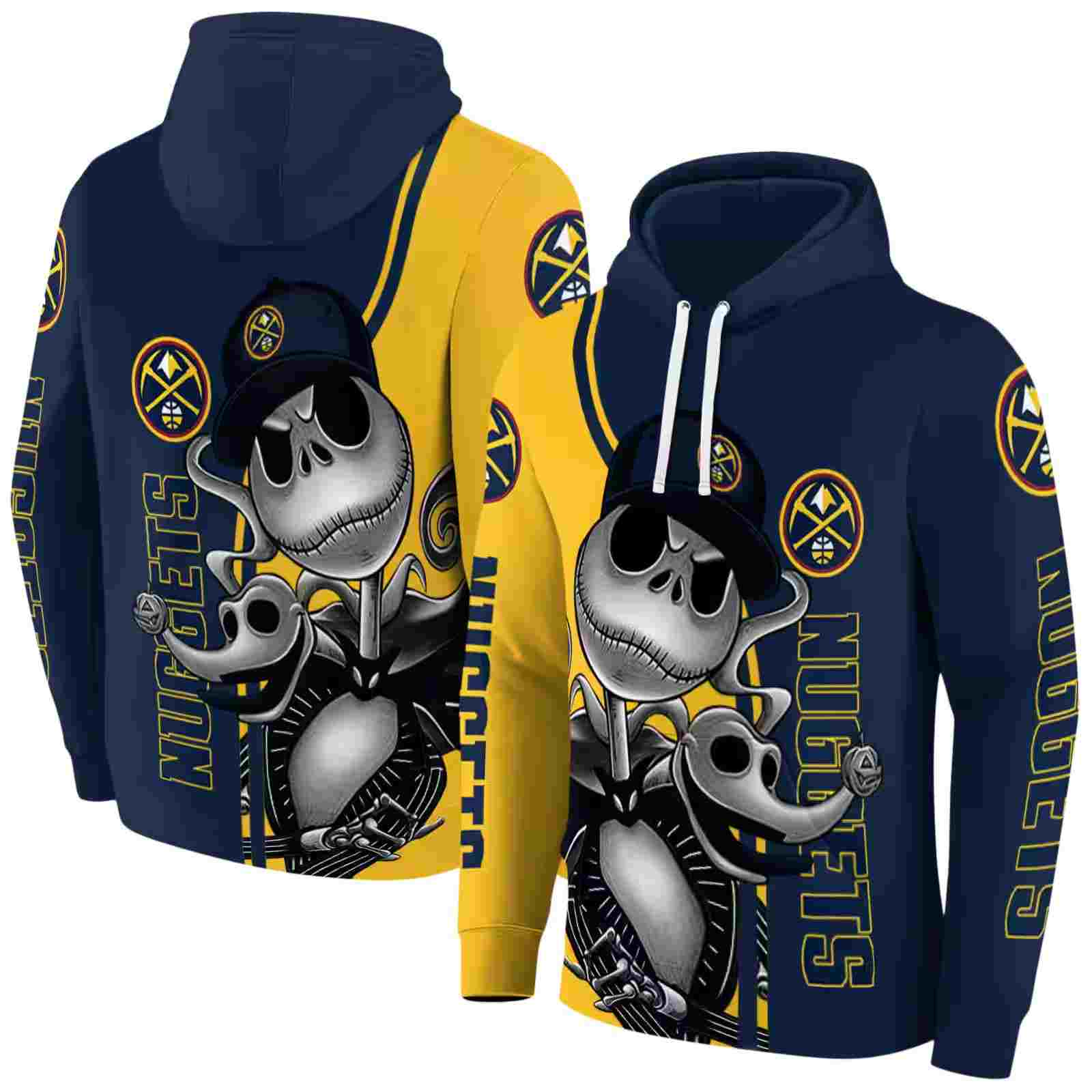 denver nuggets jack skellington blue hoodie fashion forward