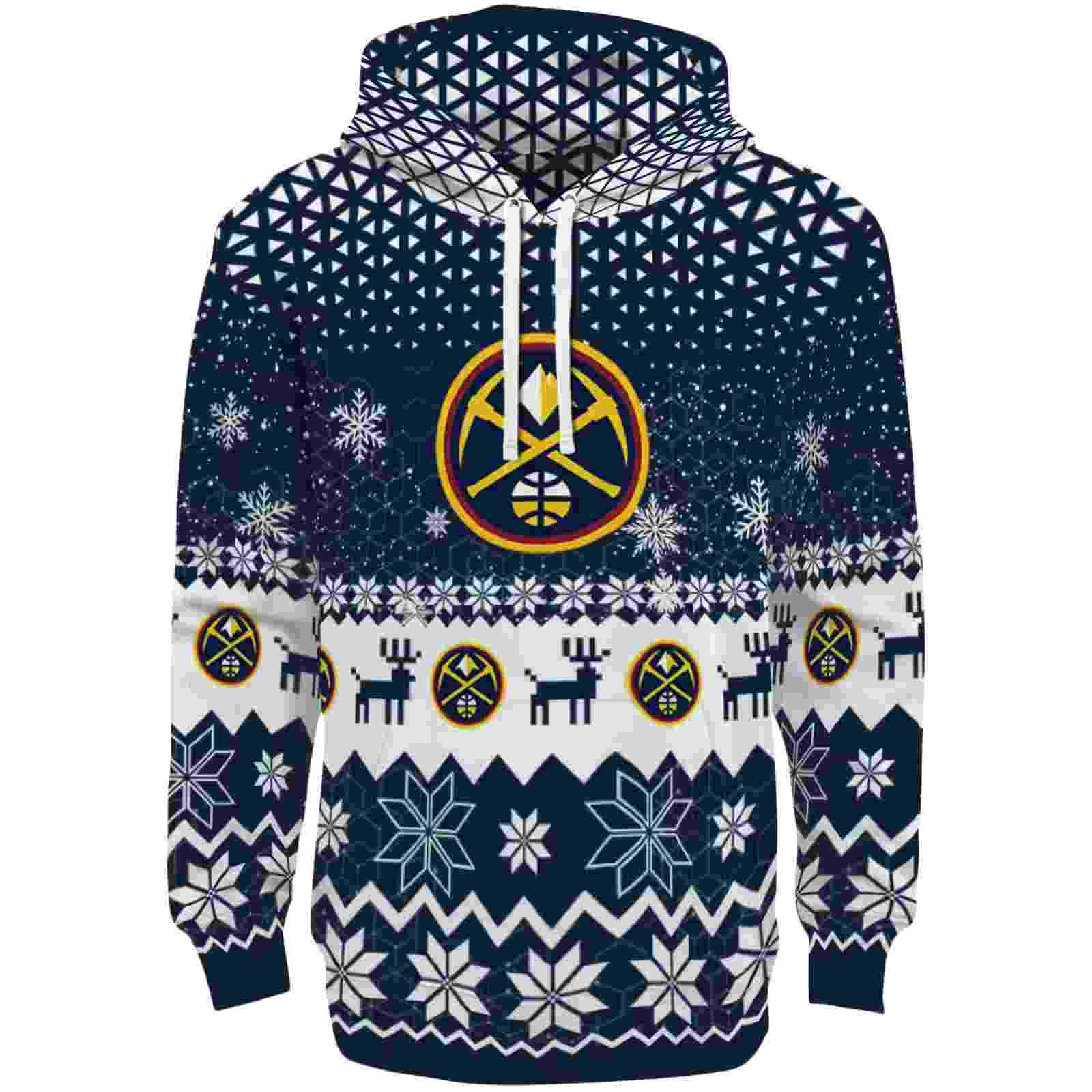 Denver Nuggets Reindeer Motif Blue Hoodie