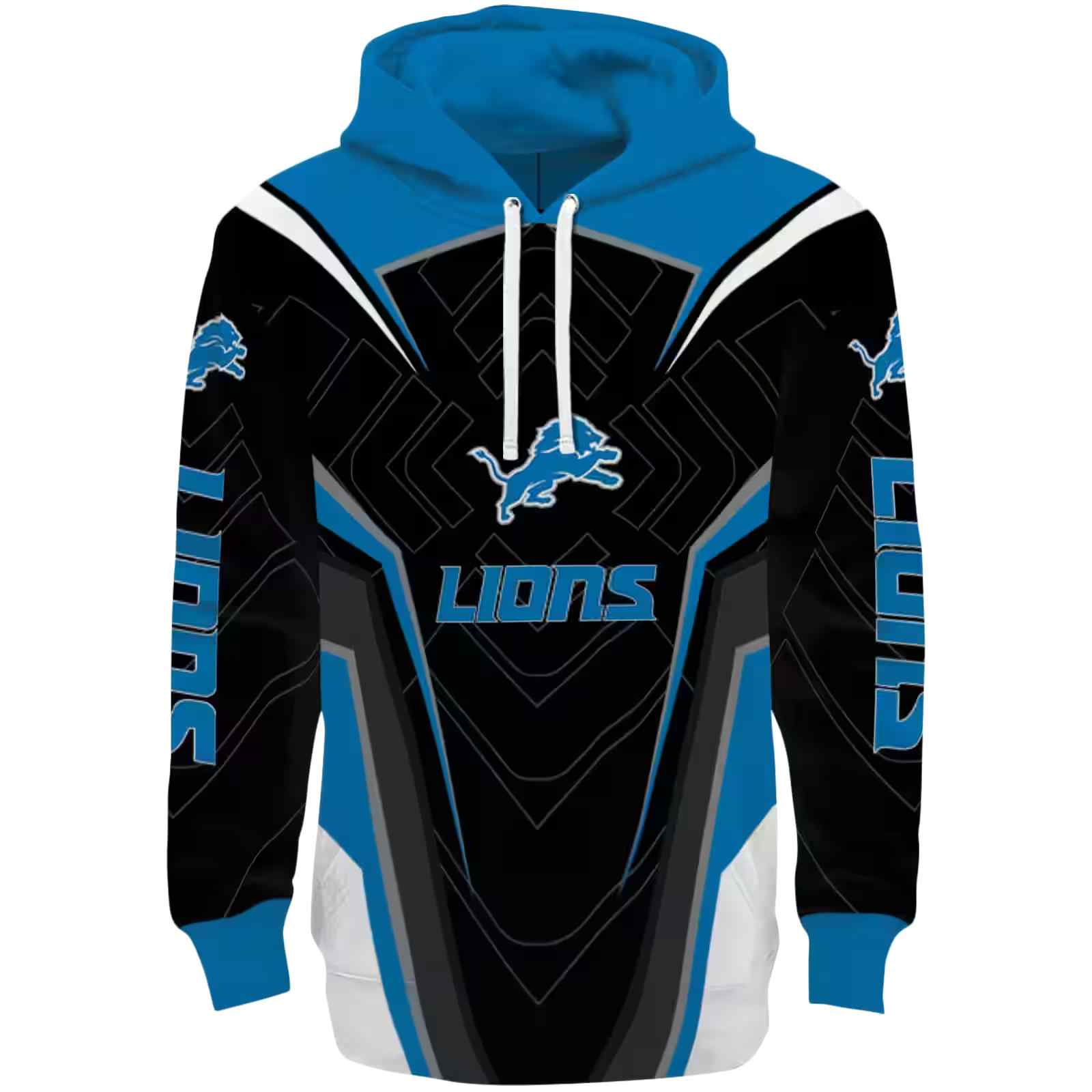 Detroit Lions Futuristic Pattern Blue Black Hoodie