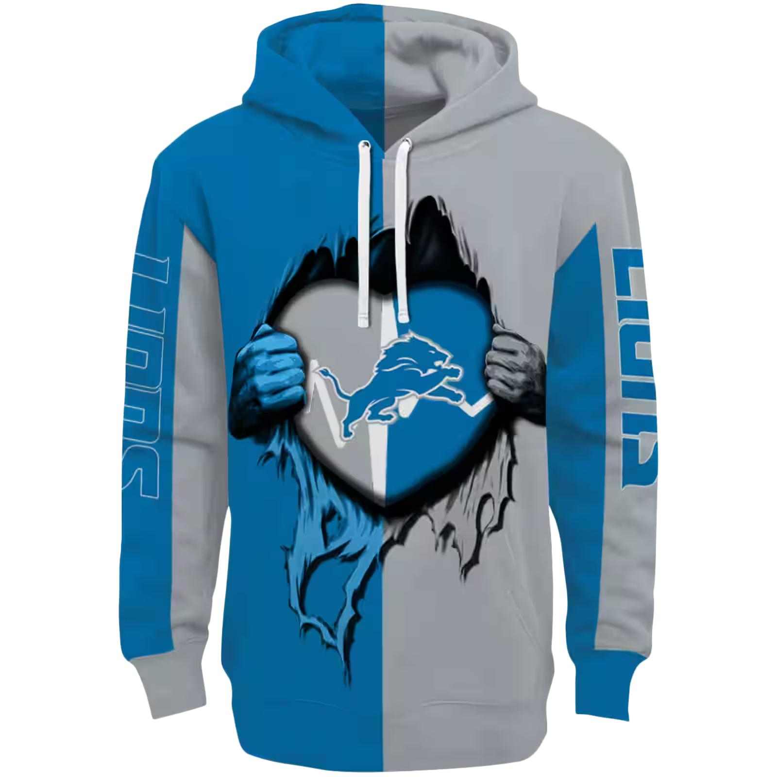 Detroit Lions Heartbeat Graphic Blue Hoodie