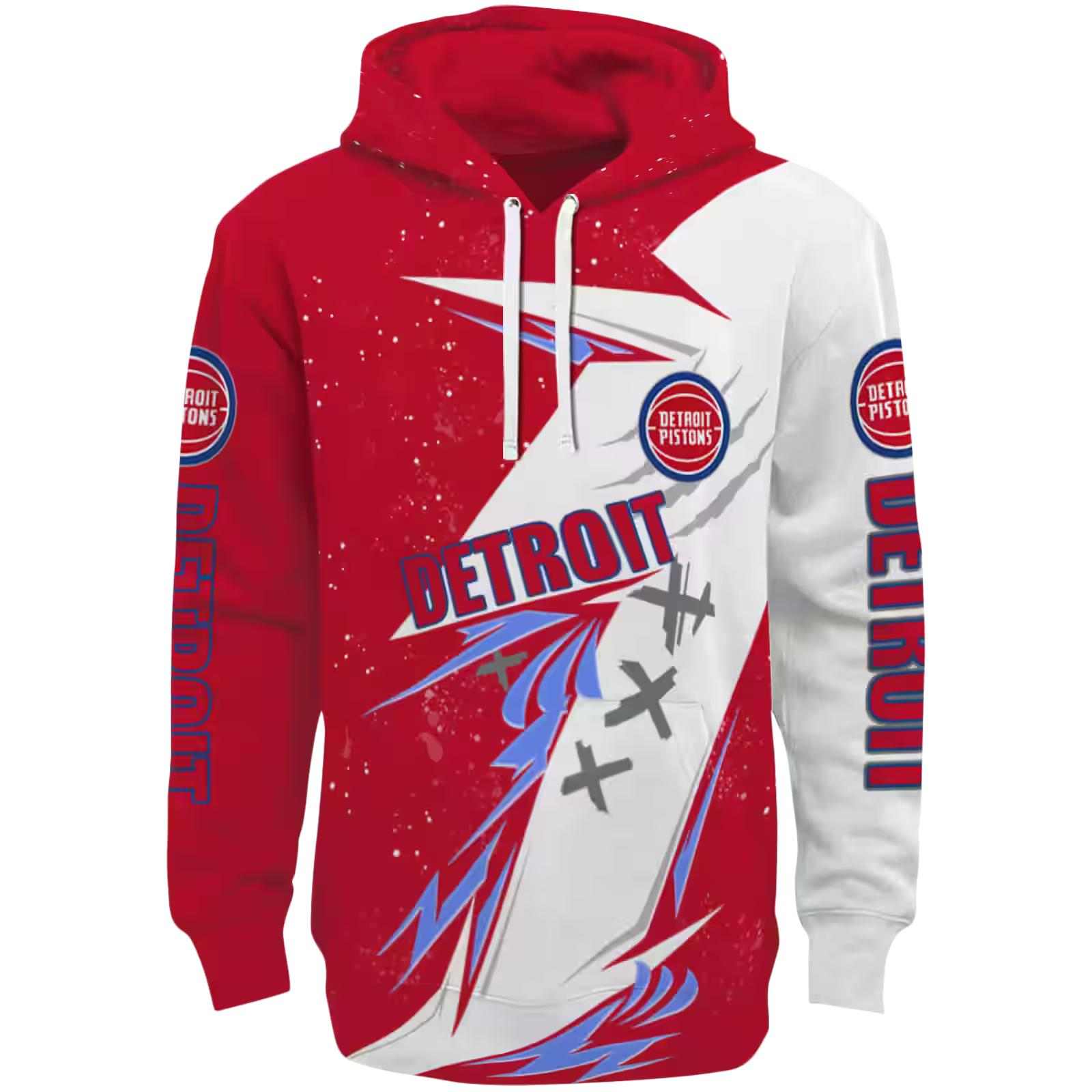 Detroit Pistons Dynamic Slash Red White Hoodie