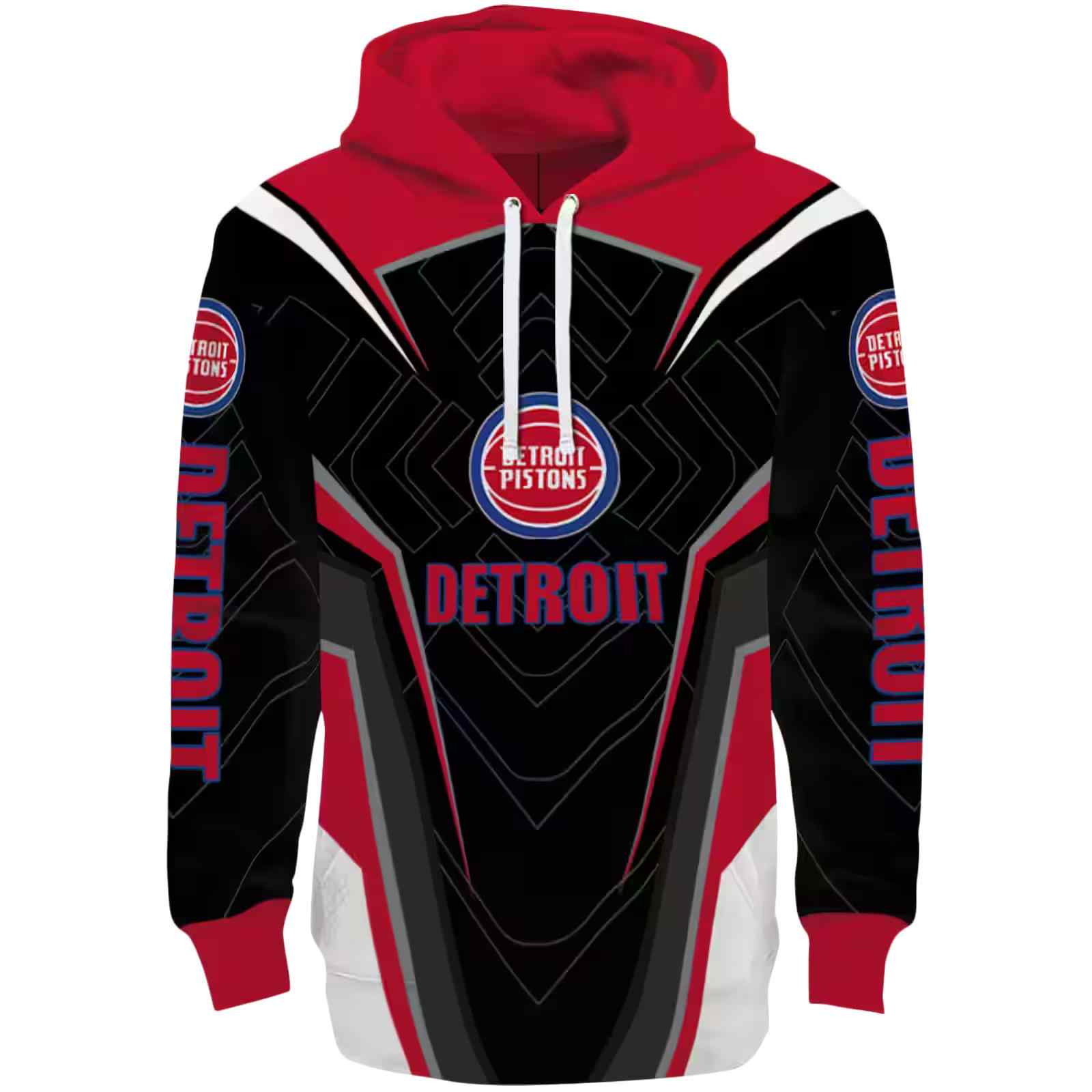 Detroit Pistons Futuristic Pattern Red Black Hoodie