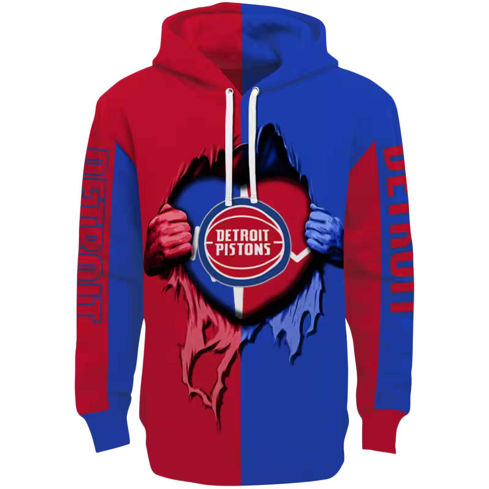 Detroit Pistons Heartbeat Graphic Red Hoodie