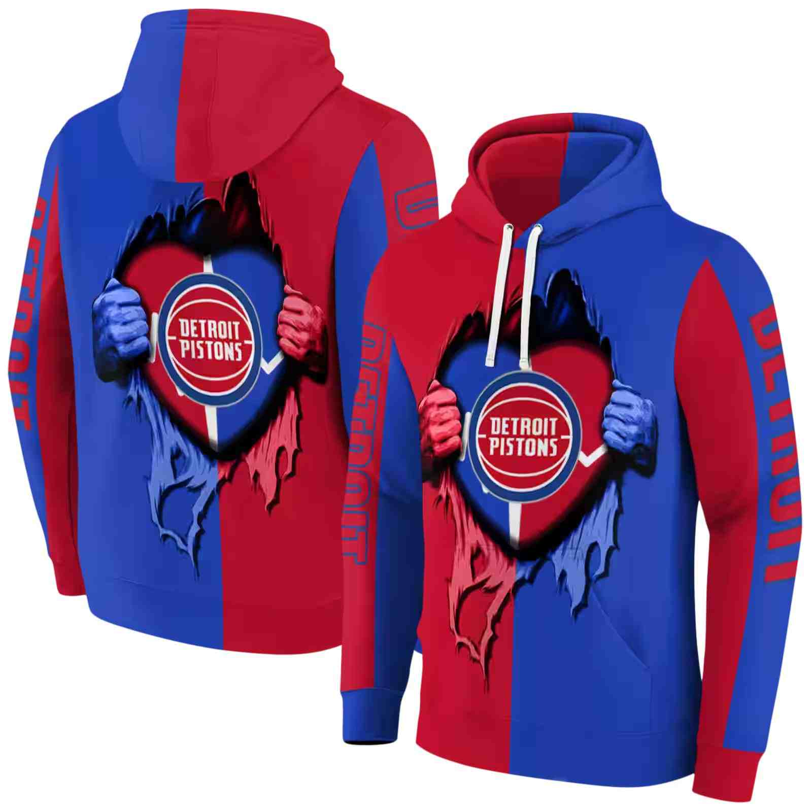 detroit pistons heartbeat graphic red hoodie fashion forward