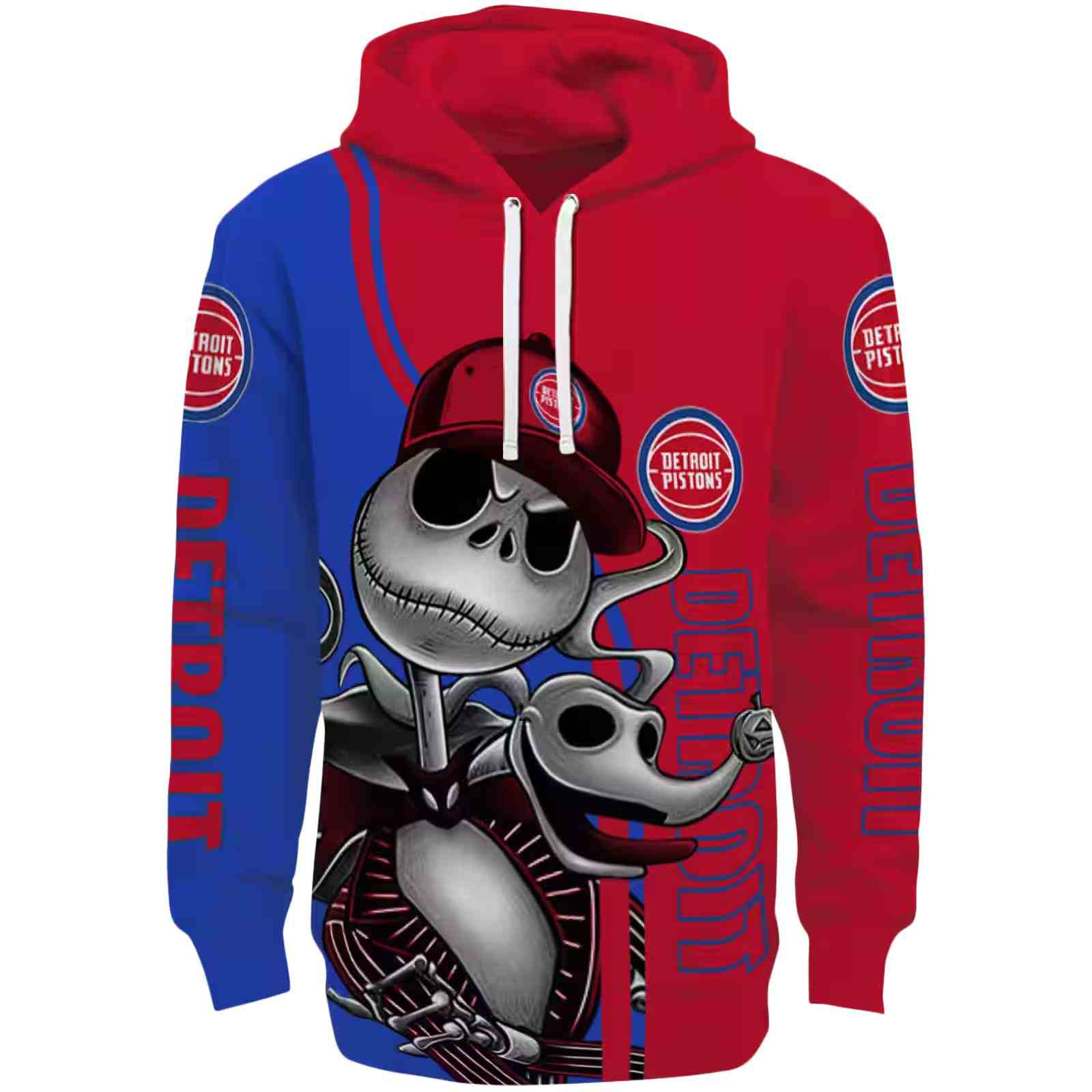 Detroit Pistons Jack Skellington Red Hoodie