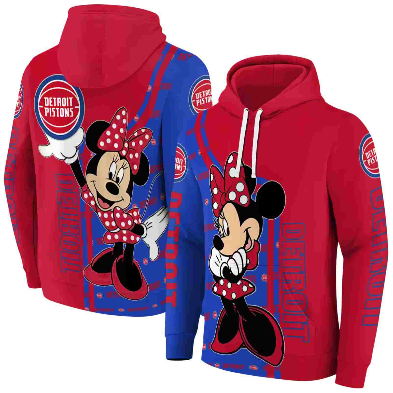 detroit pistons minnie mouse red hoodie fashion forward