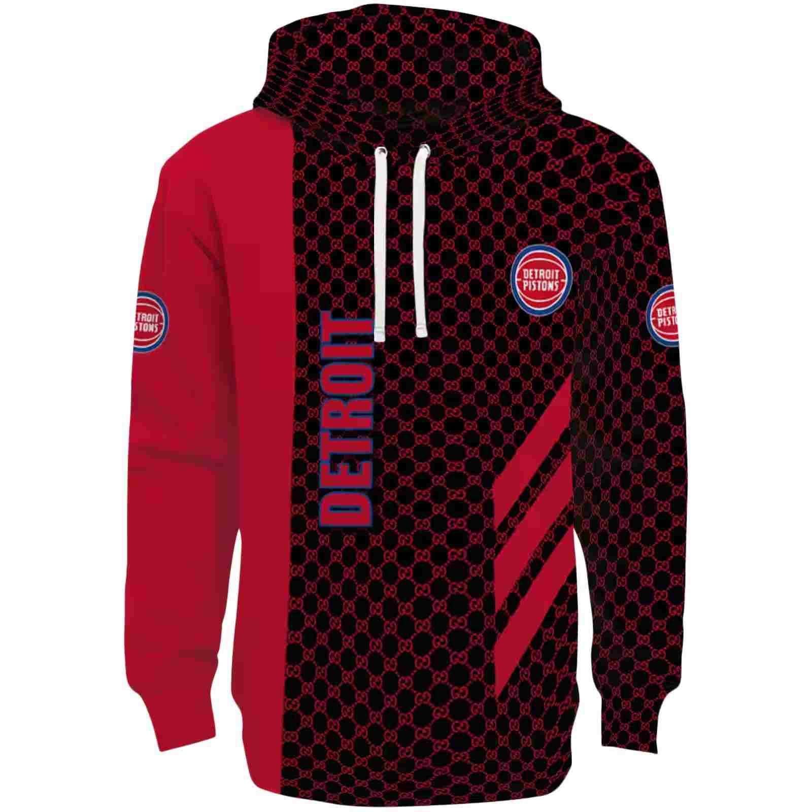 Detroit Pistons Monogram Pattern Red Hoodie