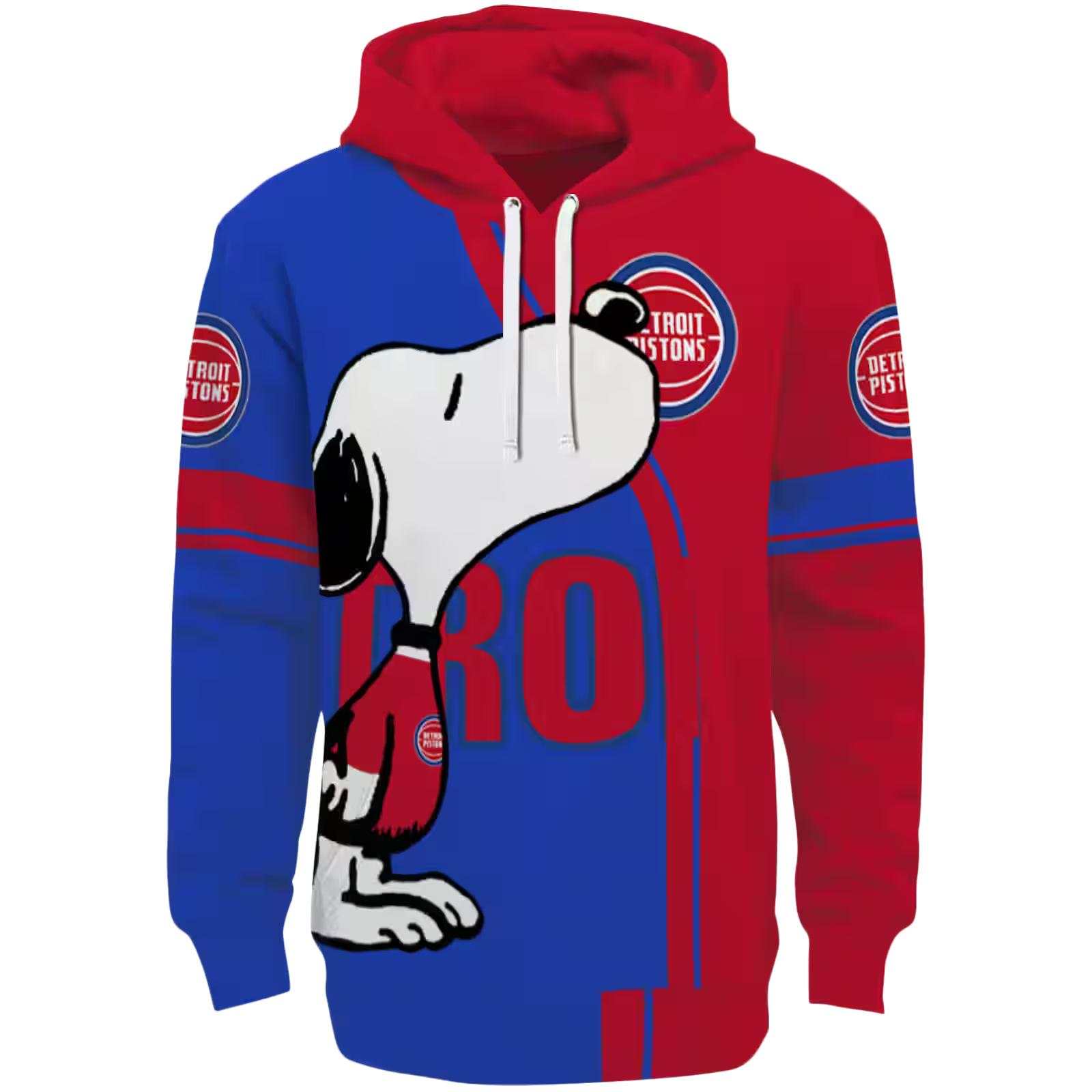 Detroit Pistons Playful Snoopy Red Hoodie