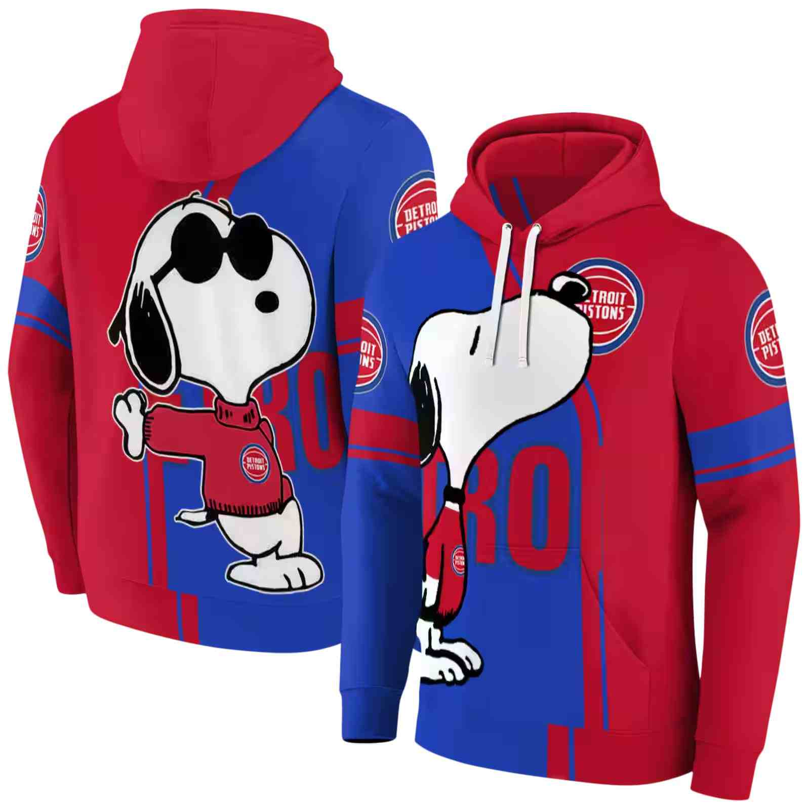 detroit pistons playful snoopy red hoodie fashion forward