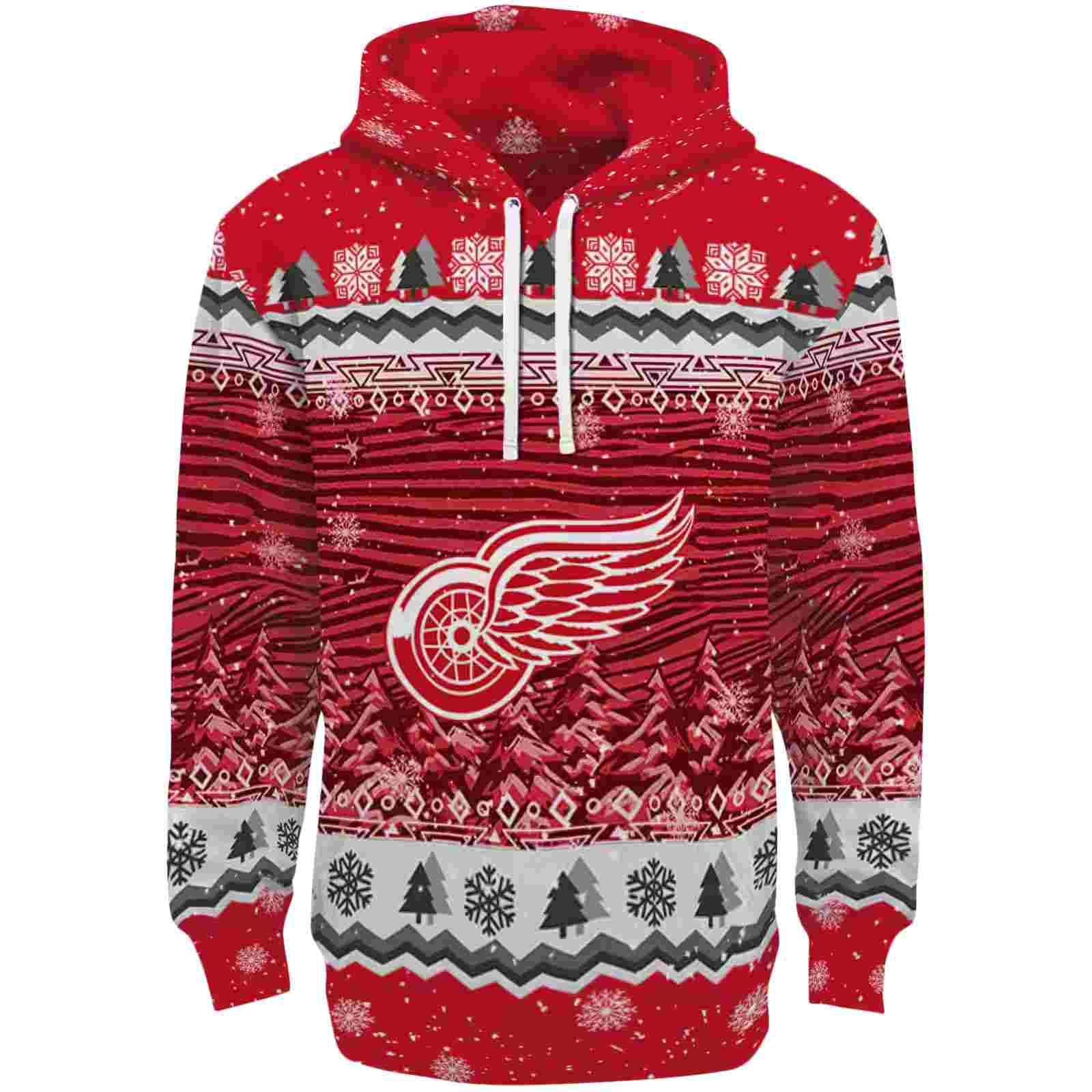 Detroit Red Wings Christmas Trees Red Hoodie