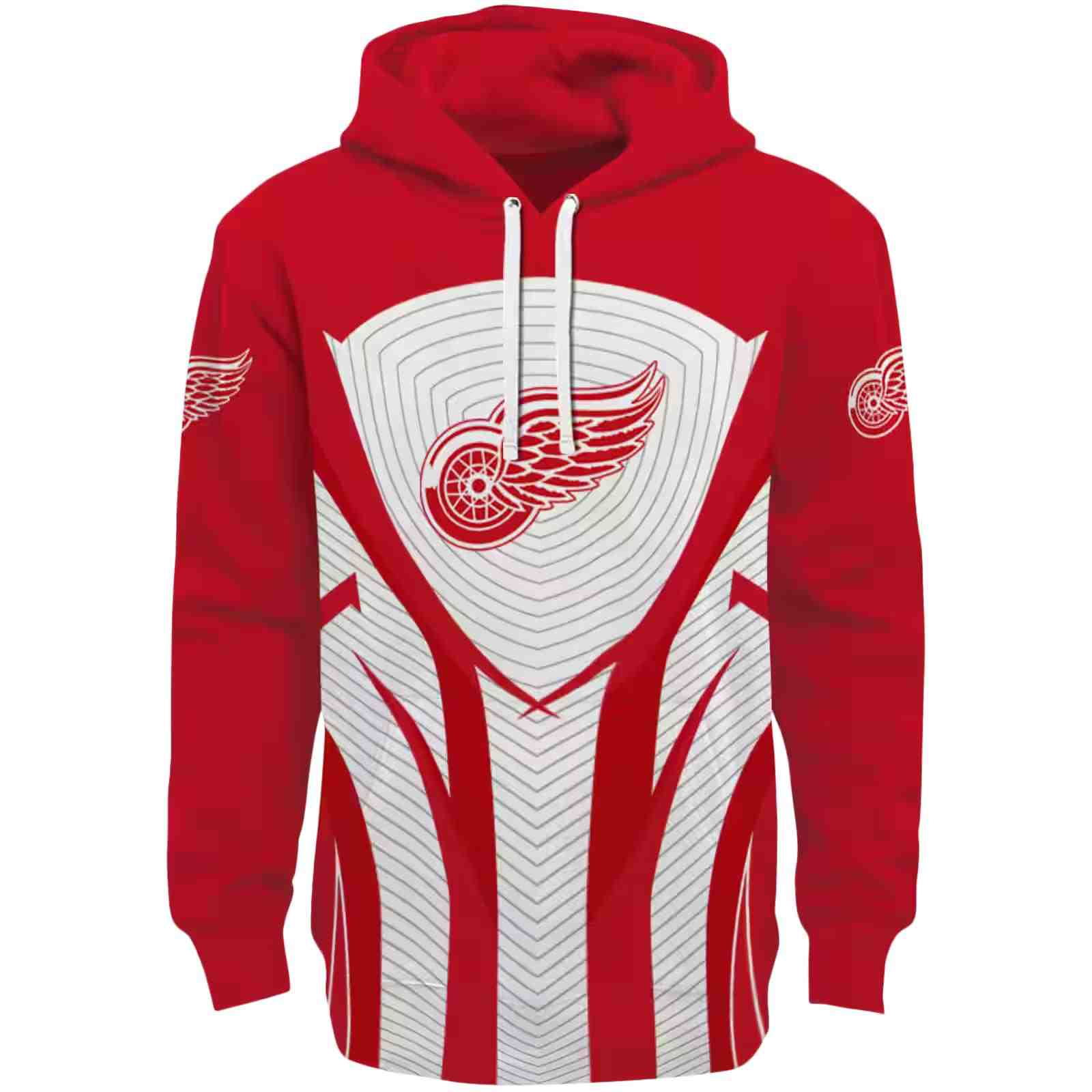 Detroit Red Wings Concentric Lines Red Black Hoodie