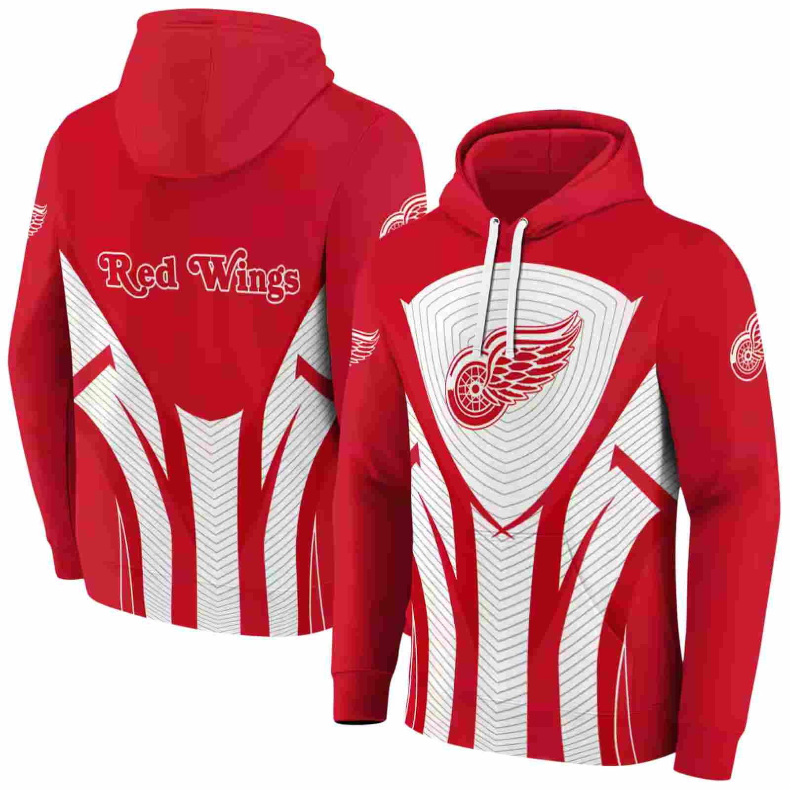 detroit red wings concentric lines red black hoodie fashion forward