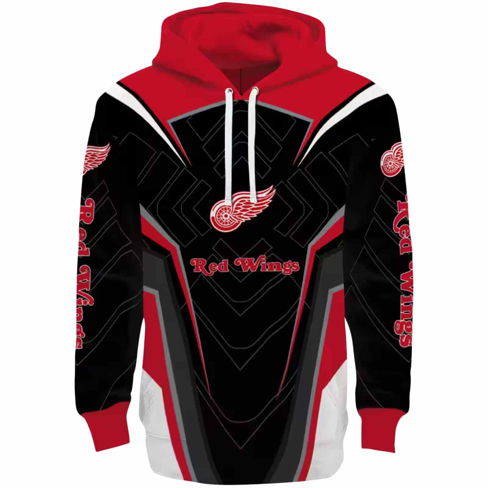 Detroit Red Wings Futuristic Pattern Red Black Hoodie