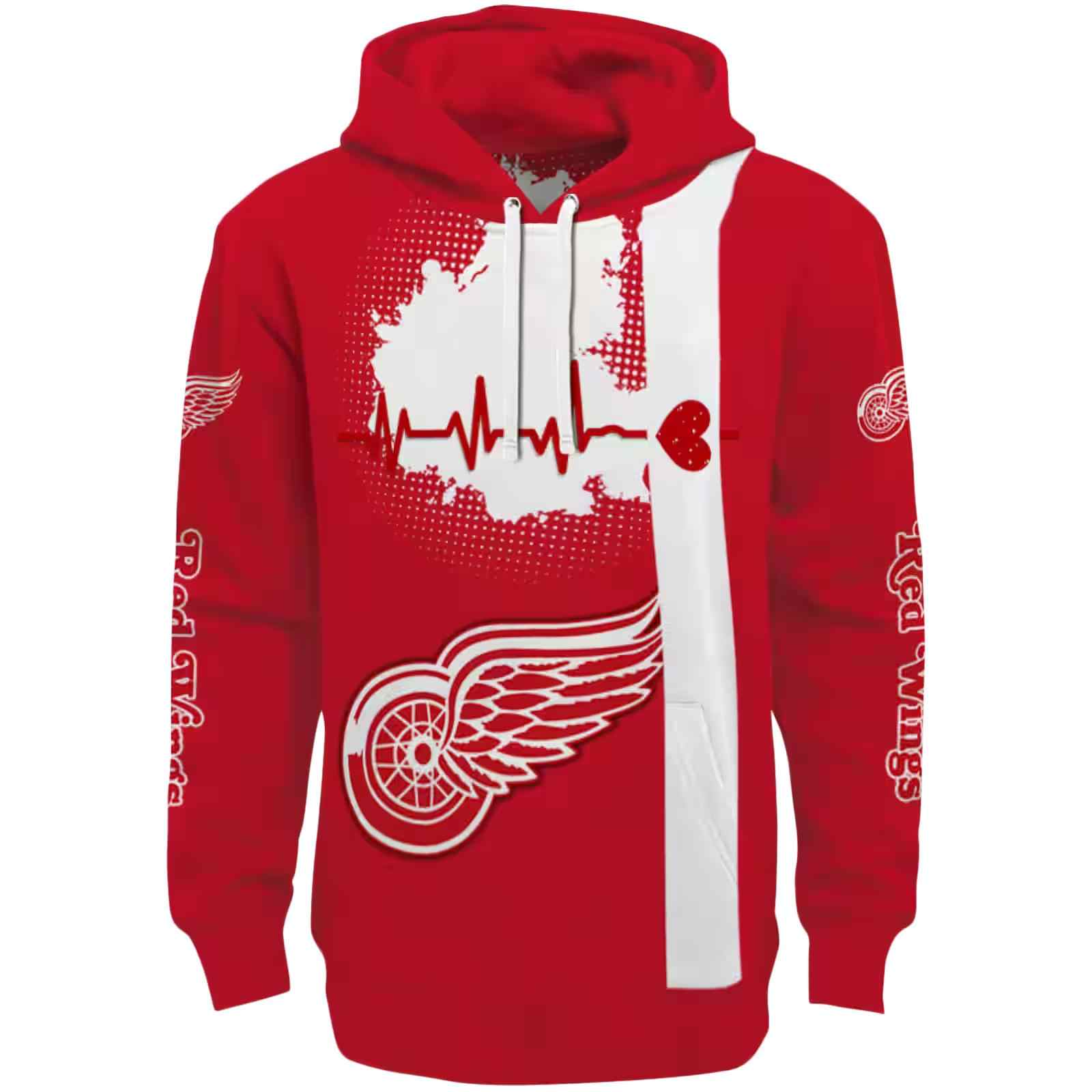 Detroit Red Wings Hockey Heartbeat Red Hoodie