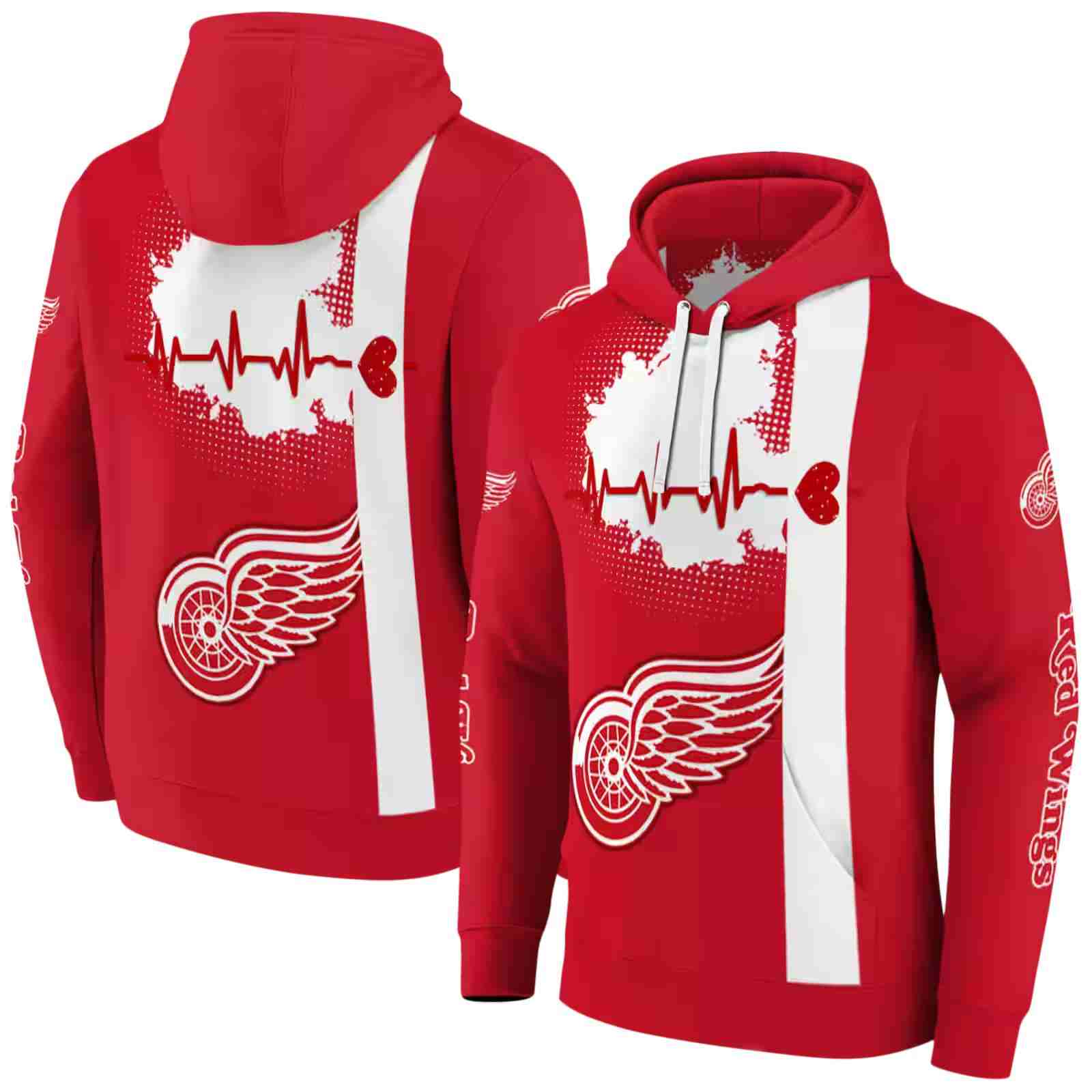 detroit red wings hockey heartbeat red hoodie fashion forward