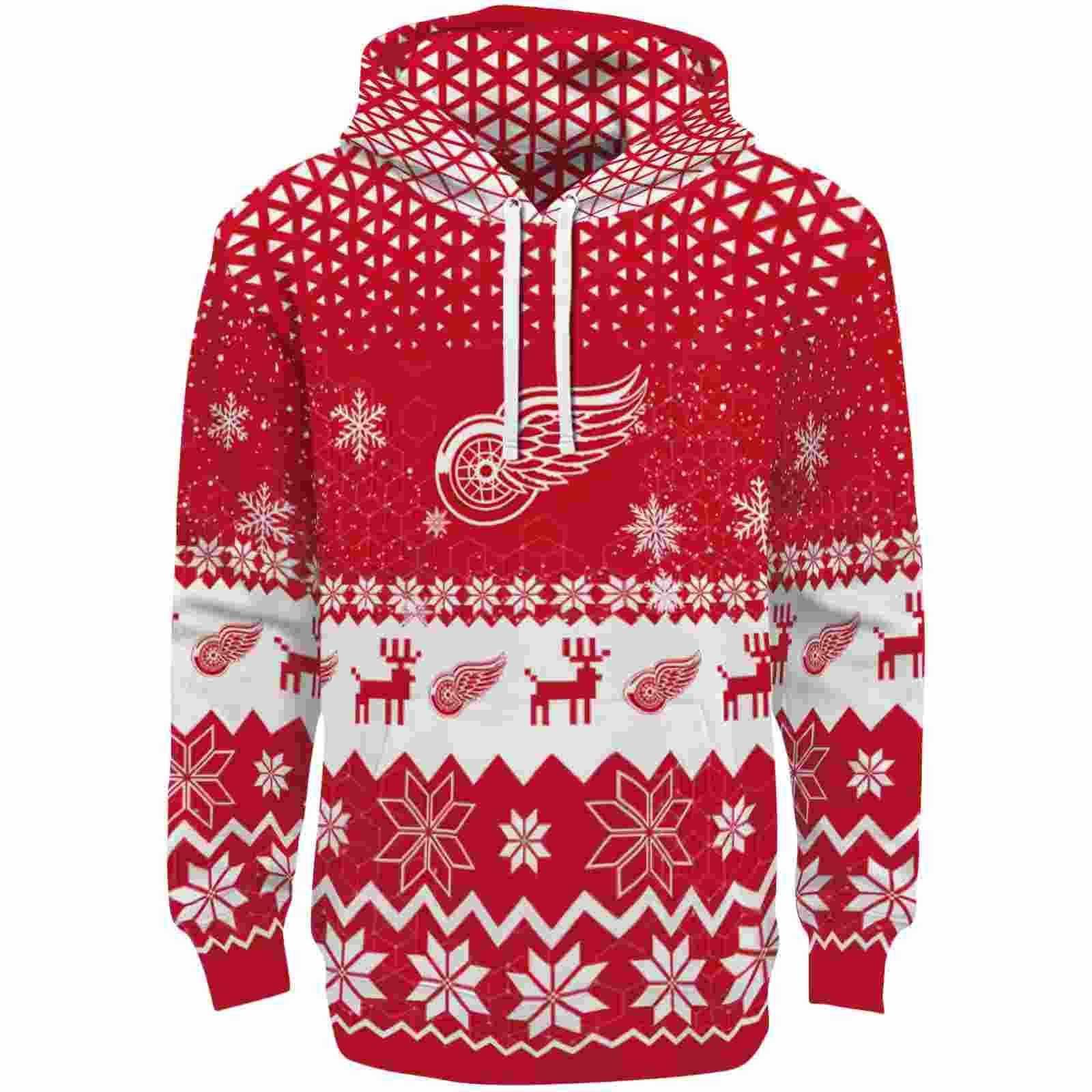 Detroit Red Wings Reindeer Motif Red Hoodie