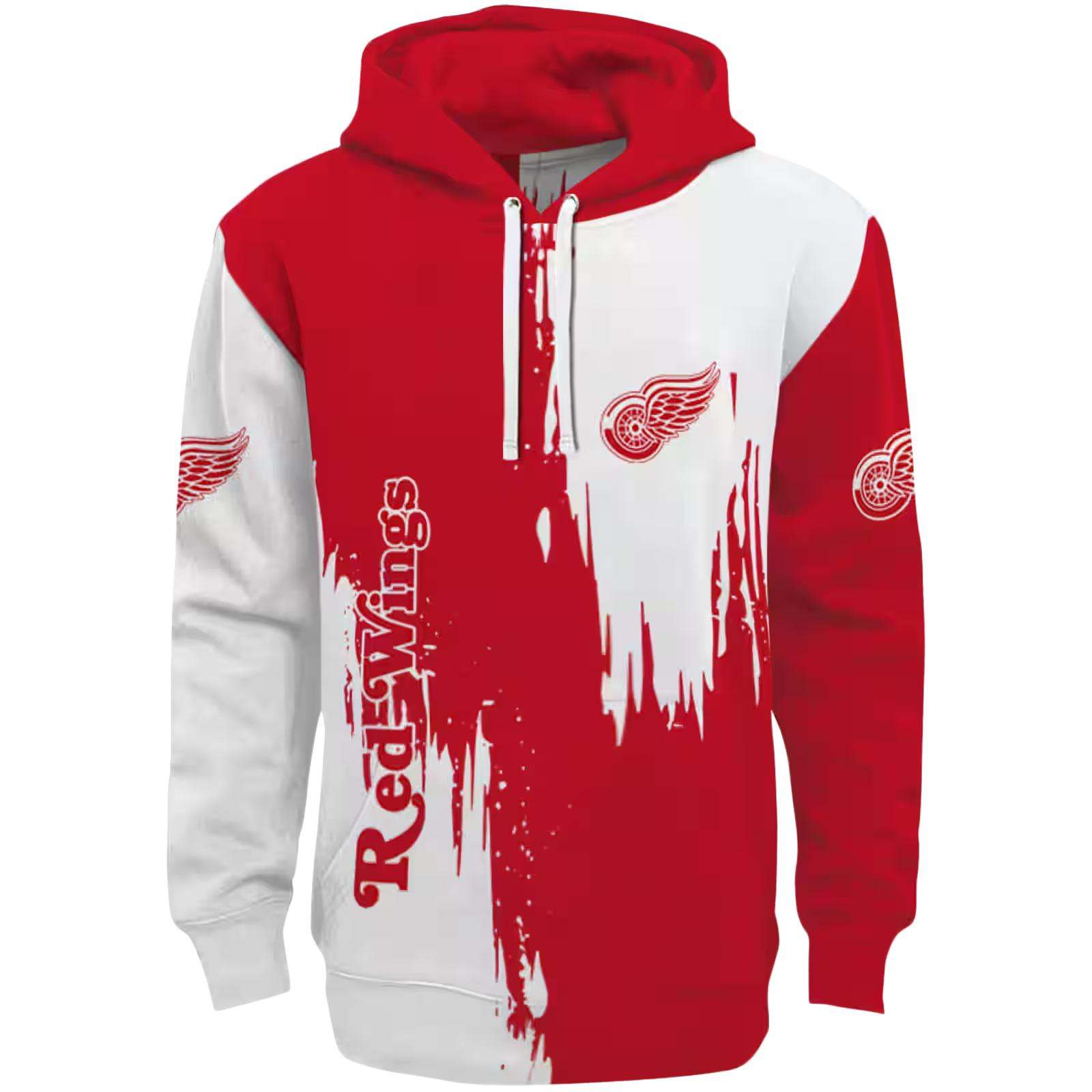 Detroit Red Wings Splatter Effect Red Hoodie