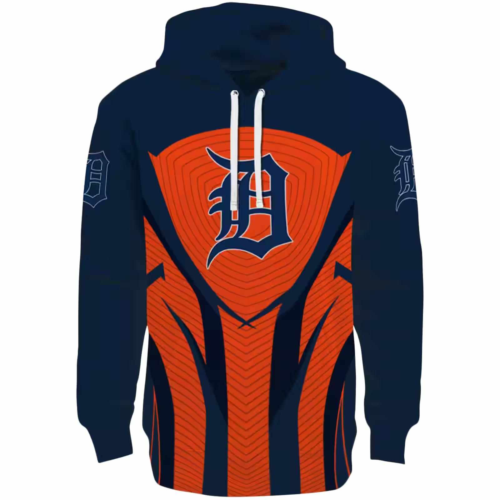 Detroit Tigers Concentric Lines Navy Black Hoodie