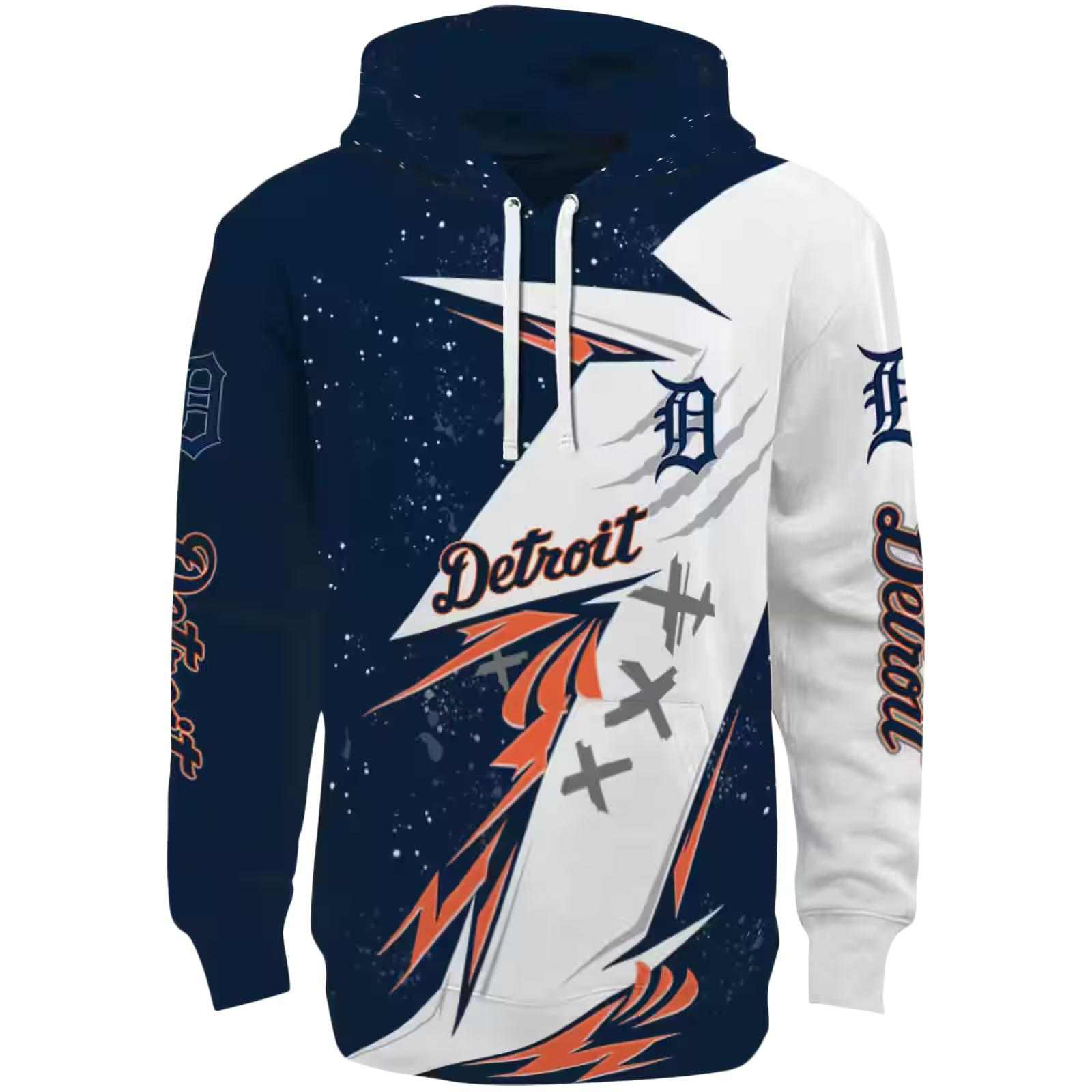 Detroit Tigers Dynamic Slash Navy White Hoodie