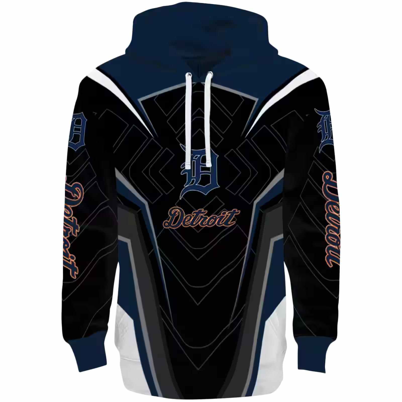 Detroit Tigers Futuristic Pattern Navy Black Hoodie