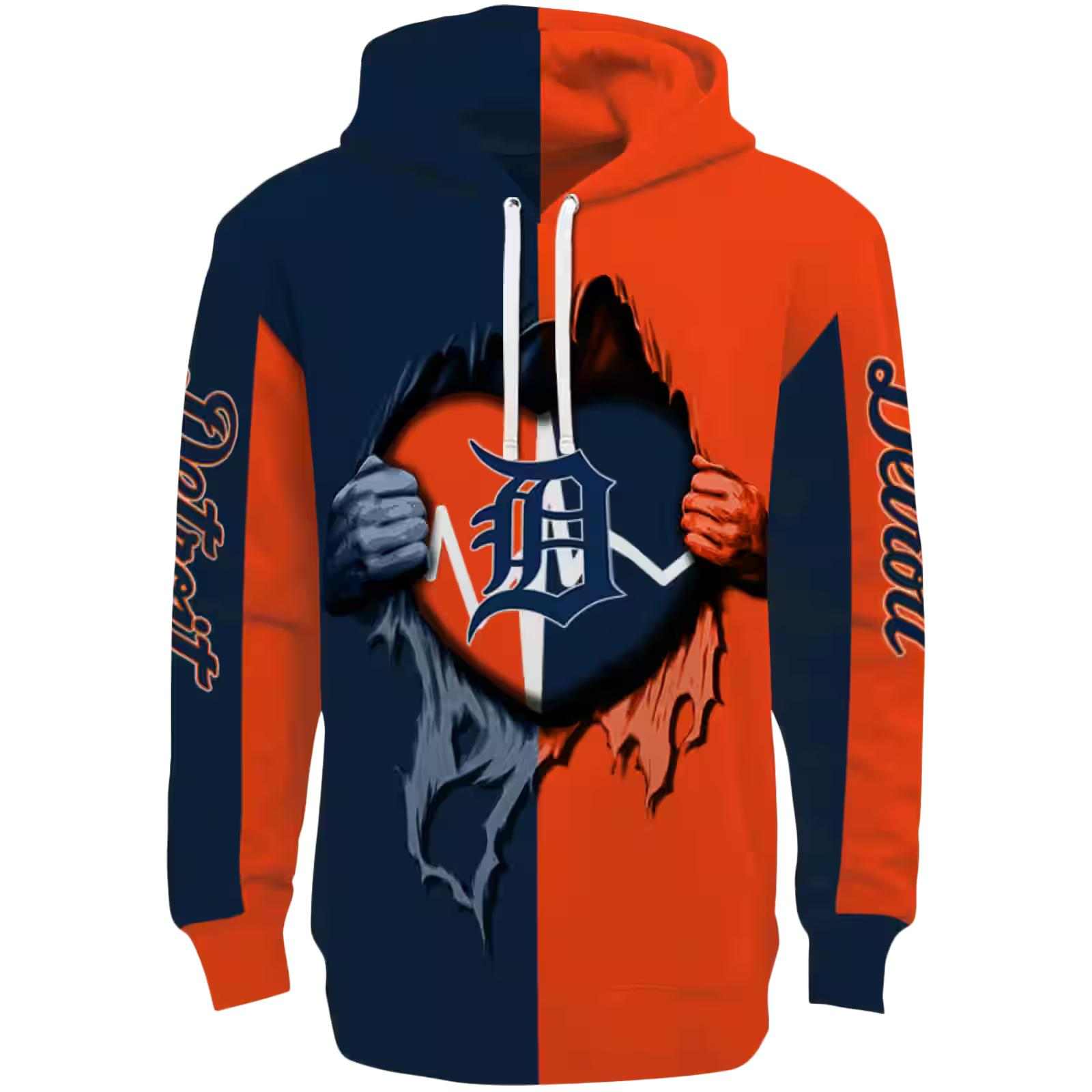 Detroit Tigers Heartbeat Graphic Navy Hoodie