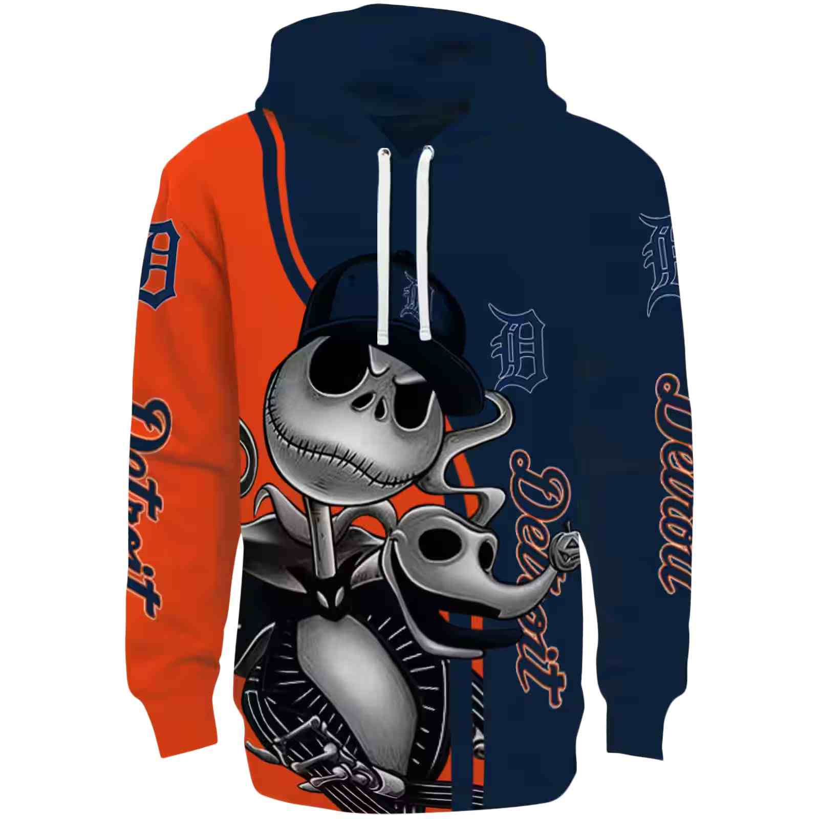 Detroit Tigers Jack Skellington Navy Hoodie