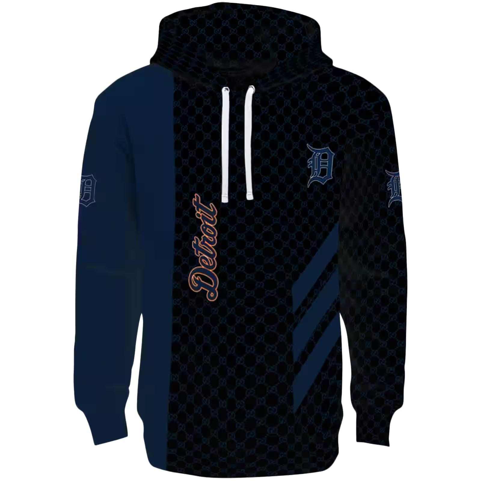 Detroit Tigers Monogram Pattern Navy Hoodie