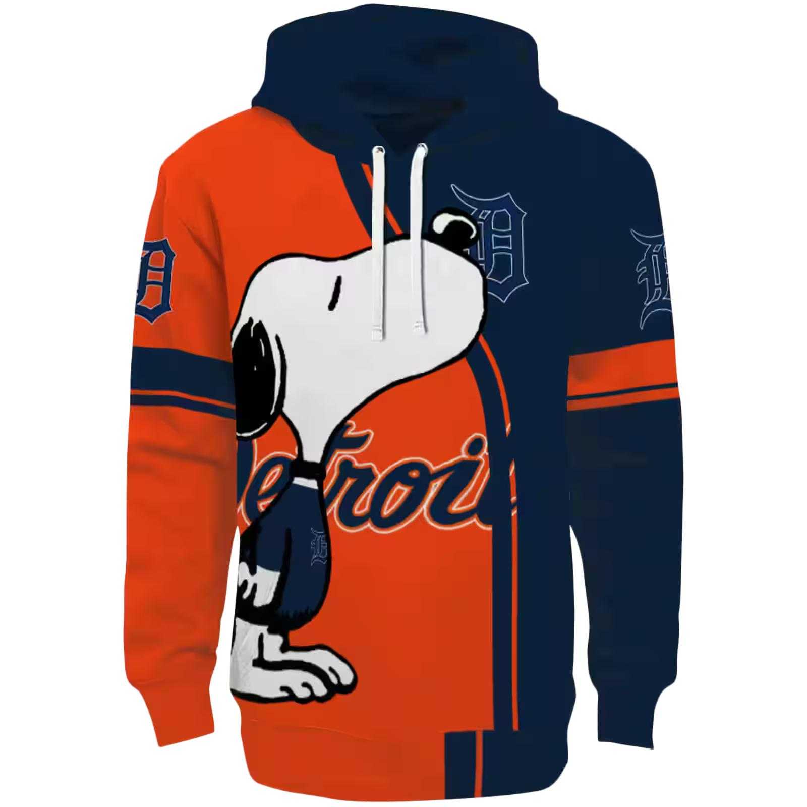 Detroit Tigers Playful Snoopy Navy Hoodie