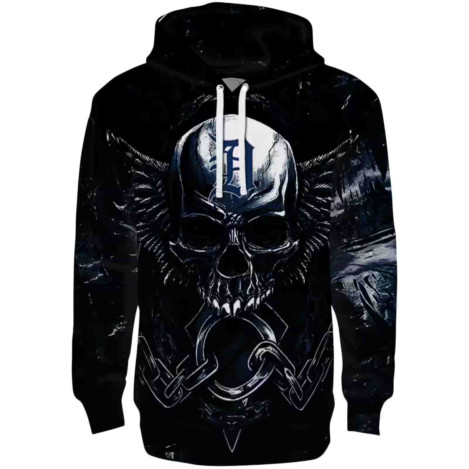 Detroit Tigers Skull Artwork Navy Black Hoodie